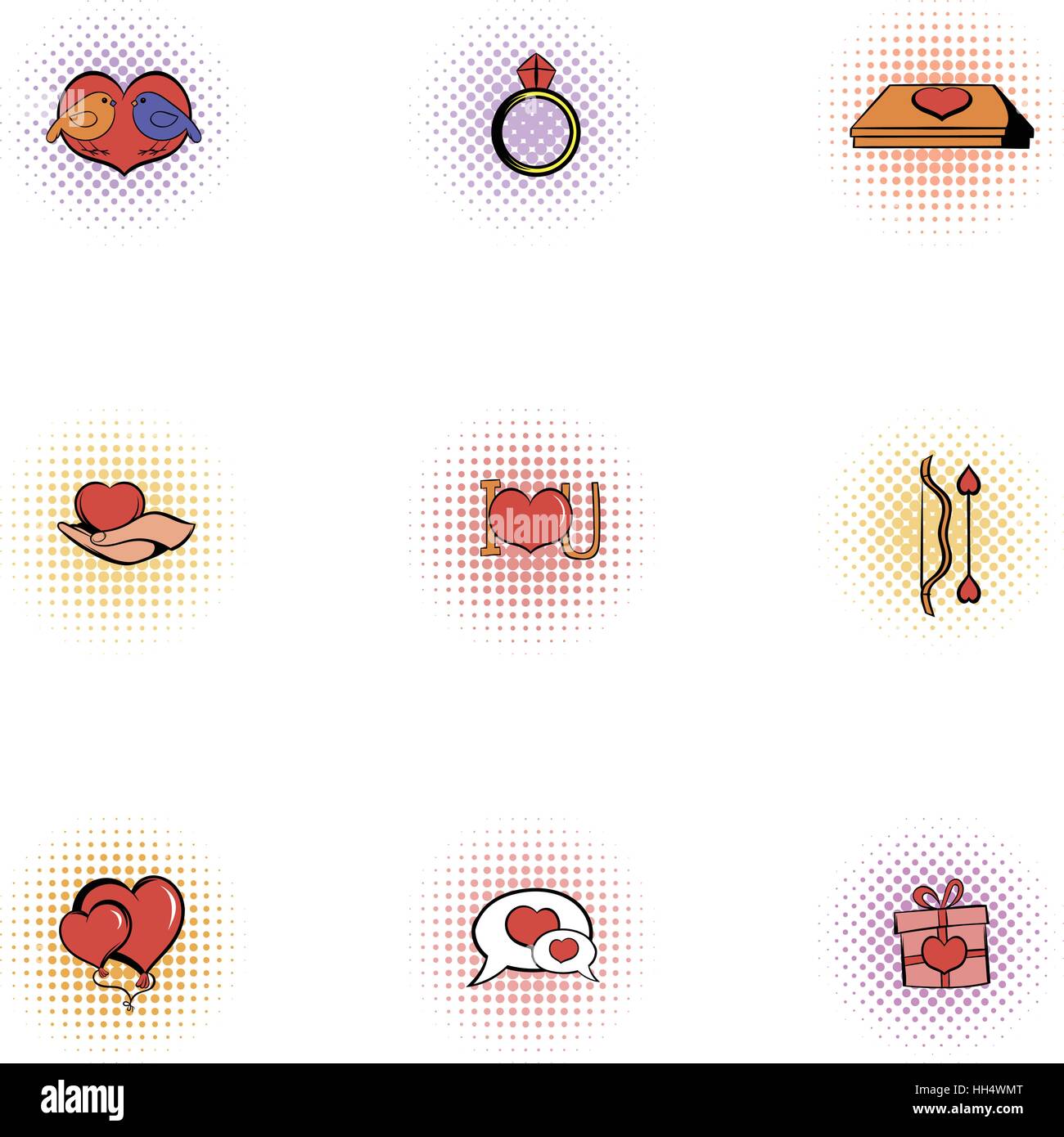 Valentines day icons set, pop-art style Stock Vector Image & Art - Alamy
