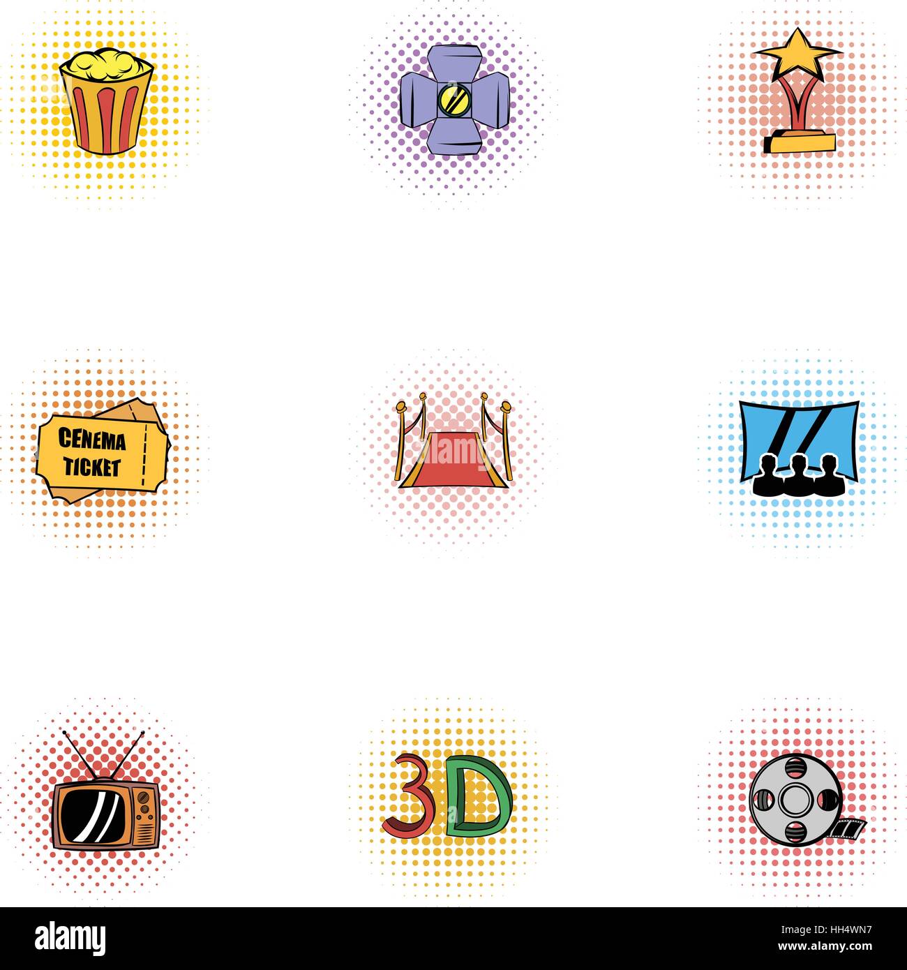 Cinema icons set, pop-art style Stock Vector Image & Art - Alamy