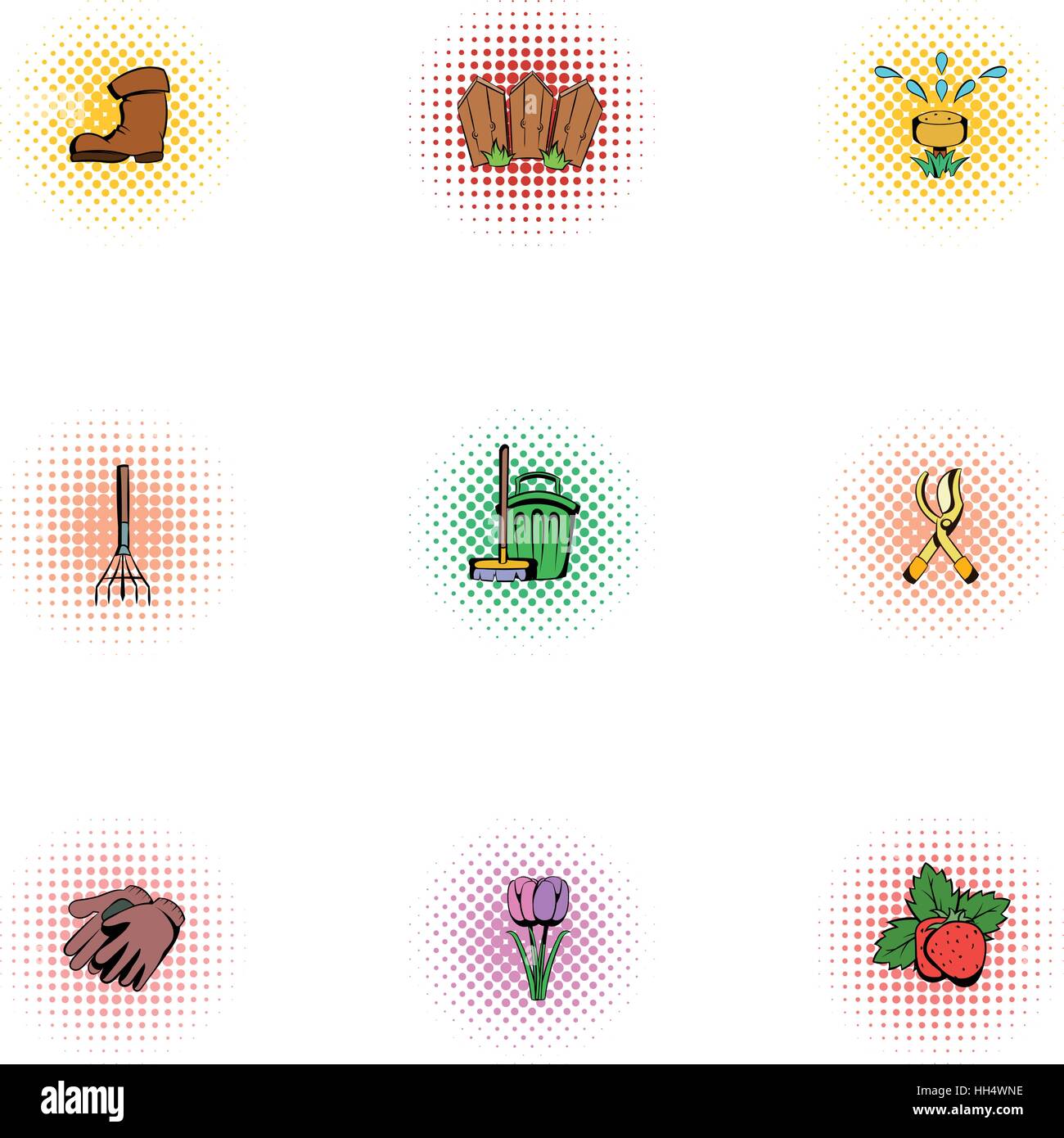 Gardening icons set, pop-art style Stock Vector Image & Art - Alamy