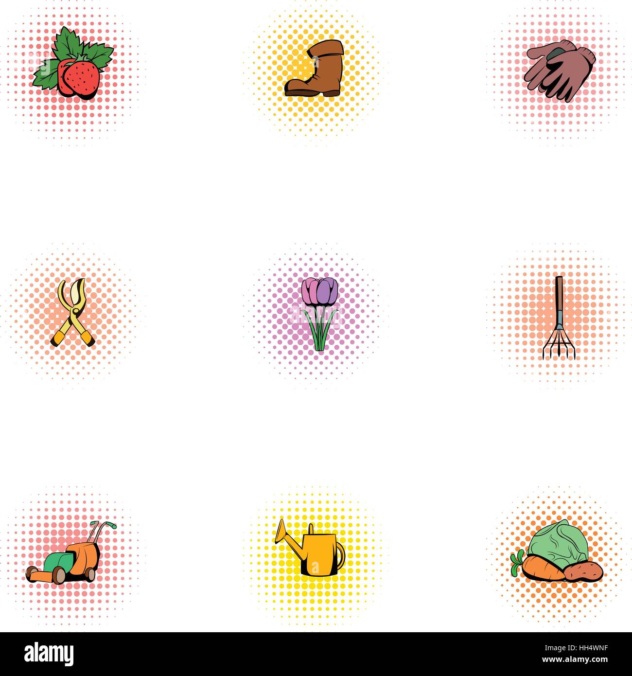 Garden icons set, pop-art style Stock Vector Image & Art - Alamy