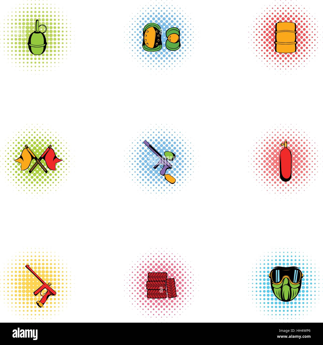 Paintball club icons set, pop-art style Stock Vector Image & Art - Alamy