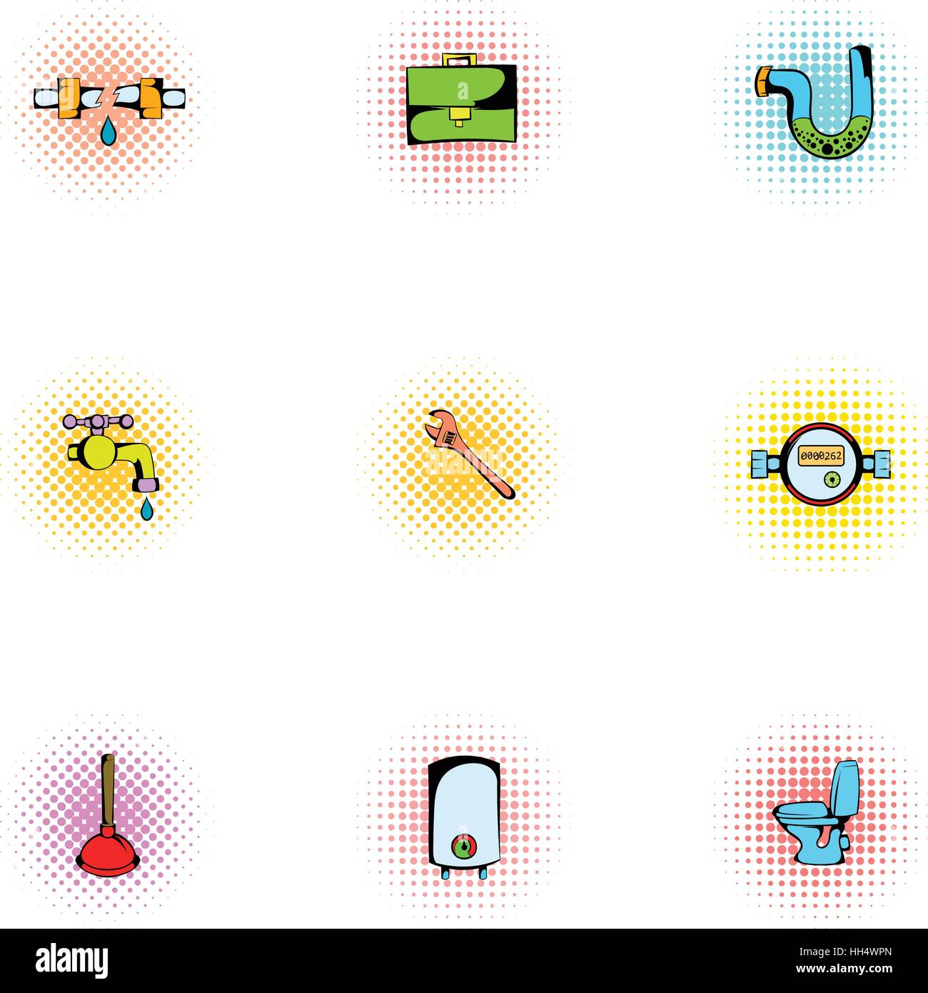Plumbing icons set, pop-art style Stock Vector Image & Art - Alamy