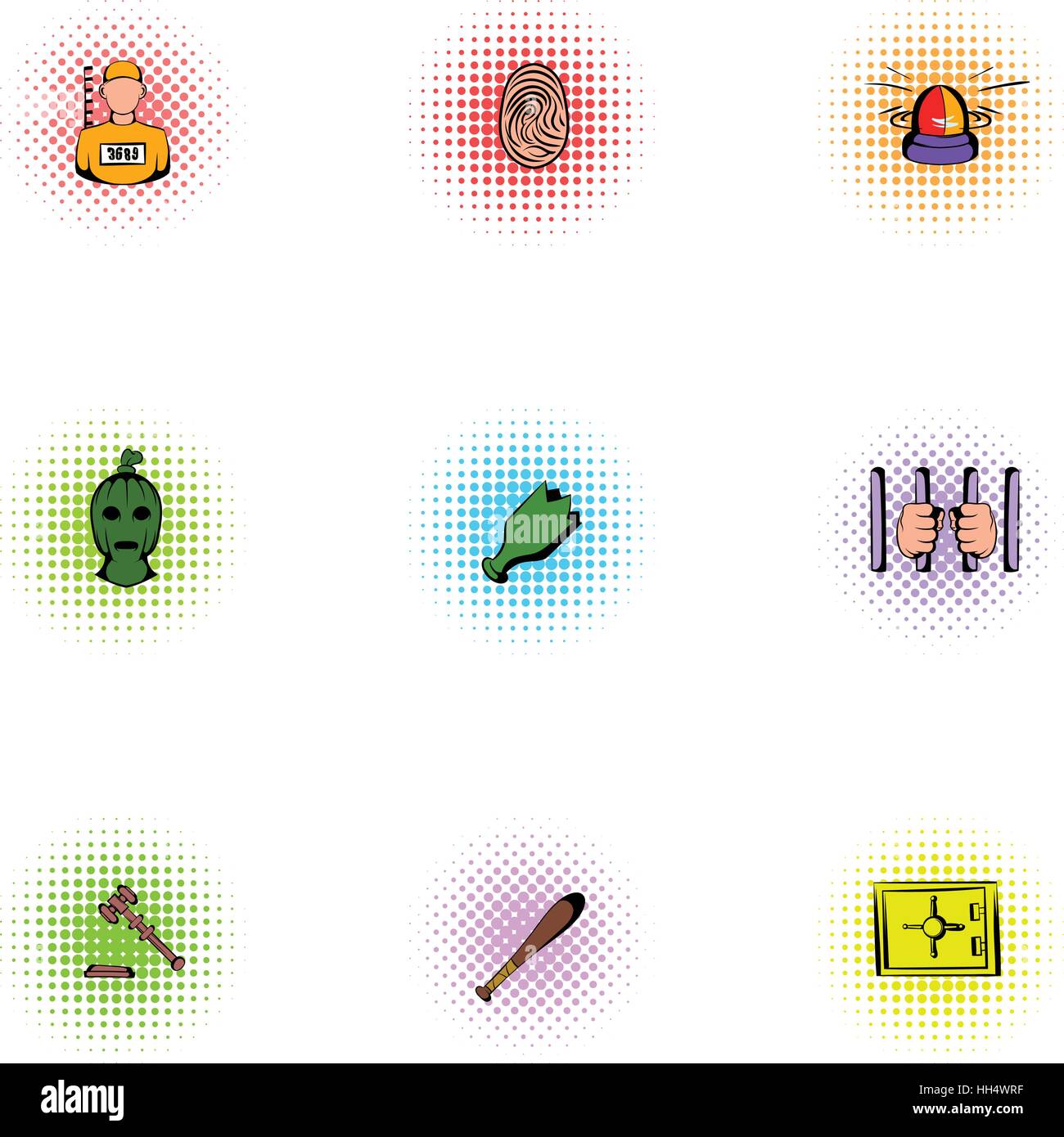 Lawlessness icons set, pop-art style Stock Vector Image & Art - Alamy