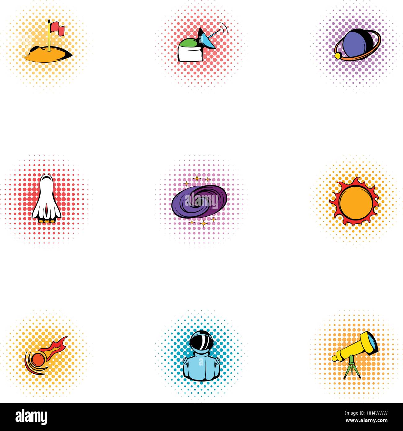 Outer space icons set, pop-art style Stock Vector Image & Art - Alamy