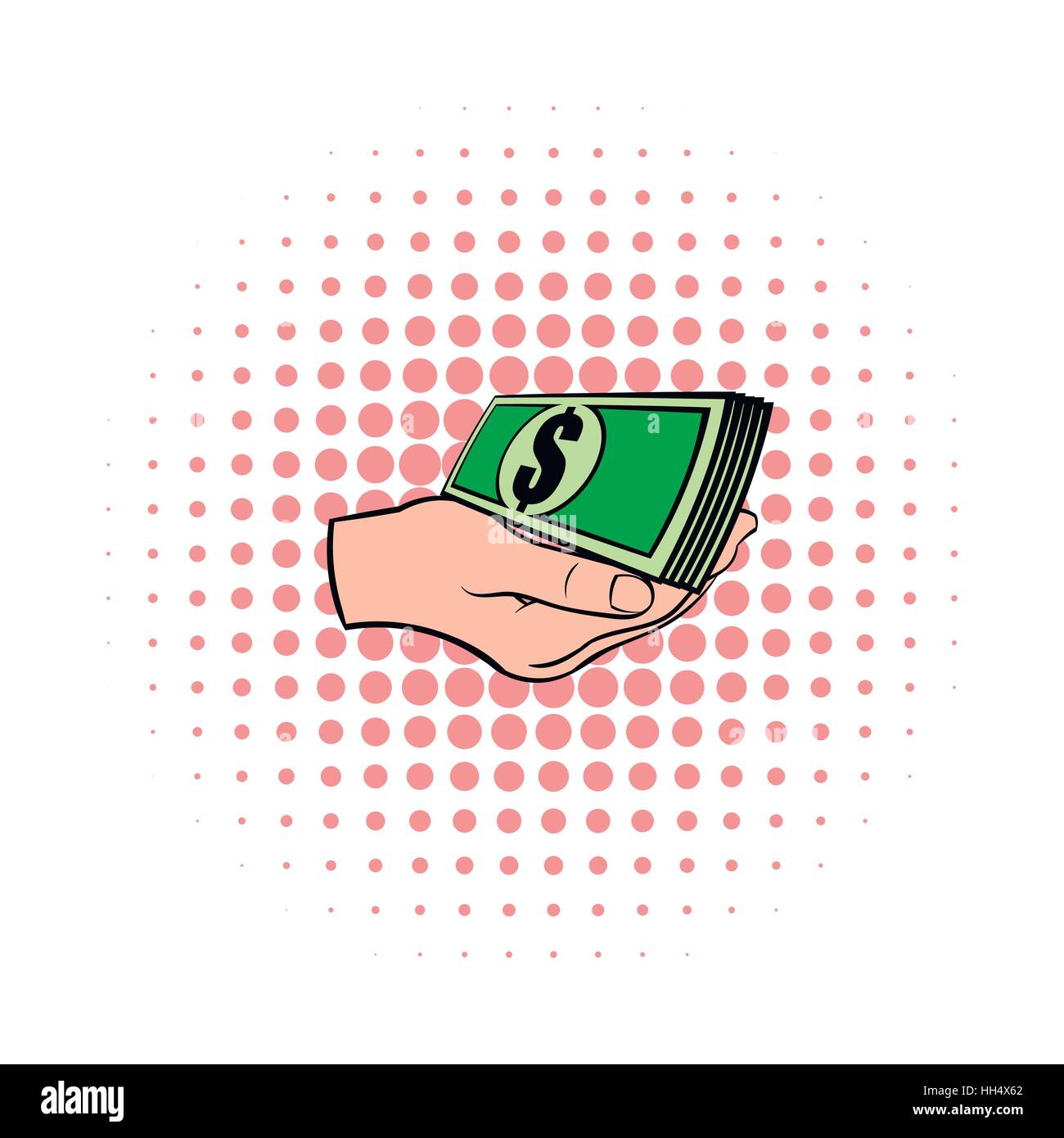 Hand with dollar bills icon, comics style Stock Vector Image & Art - Alamy