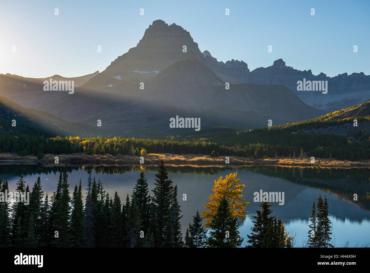 Mt Wilbur, Swiftcurrent lake, Many Glacier region, Glacier National Park, Montana, USA Stock Photo