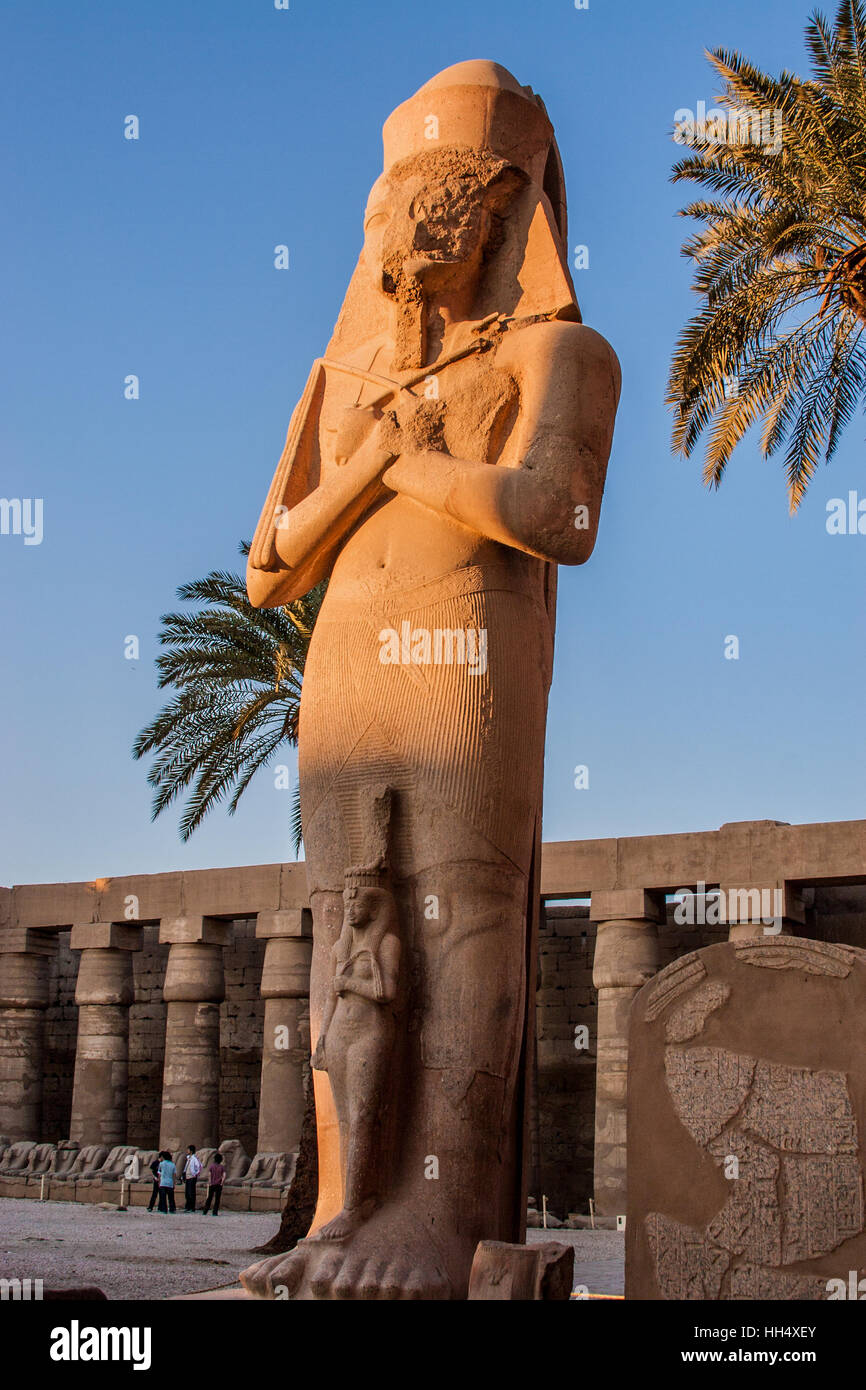 Statuary at the Temple of Karnak, Luxor, Egypt Stock Photo
