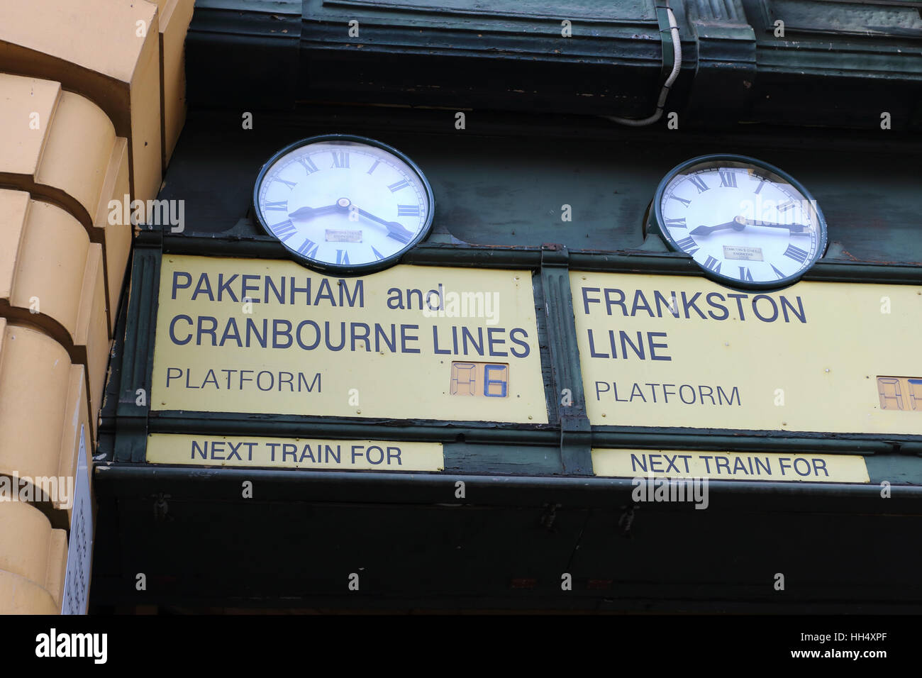The clocks at The entrance to Flinders Street train station in