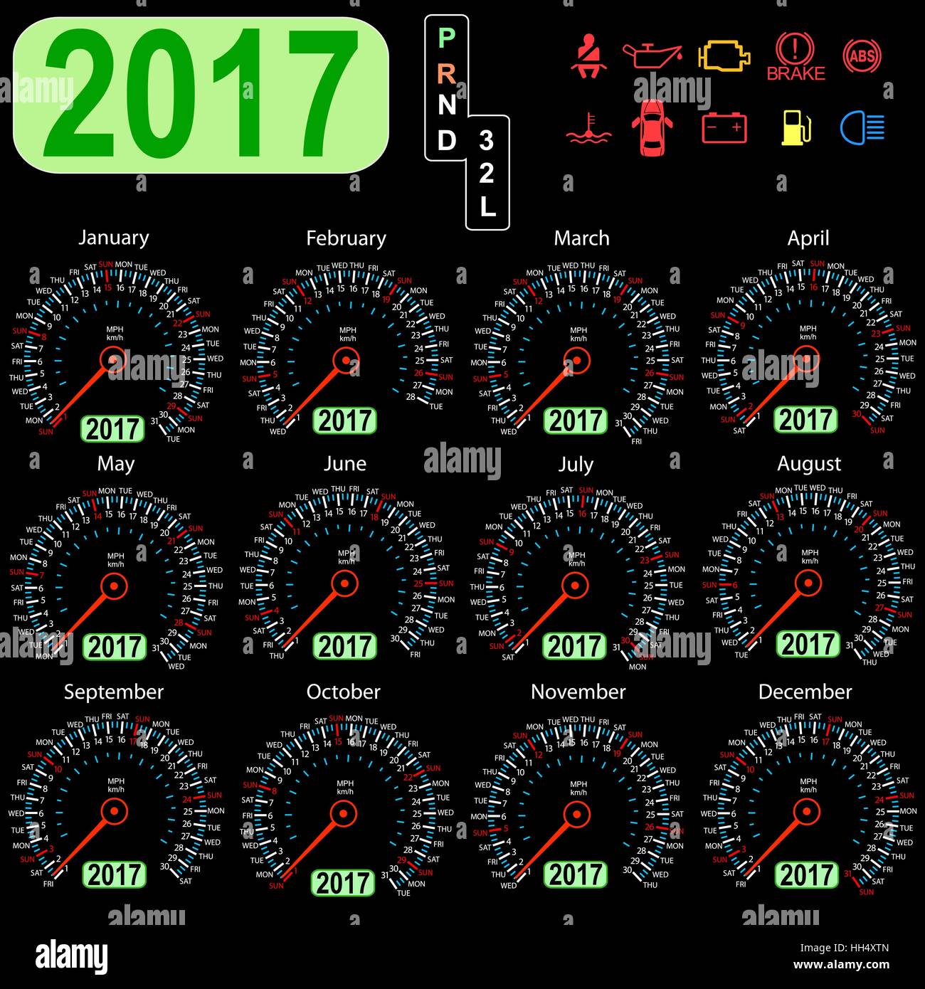 year-2017-calendar-speedometer-car-in-vector-stock-vector-image-art-alamy