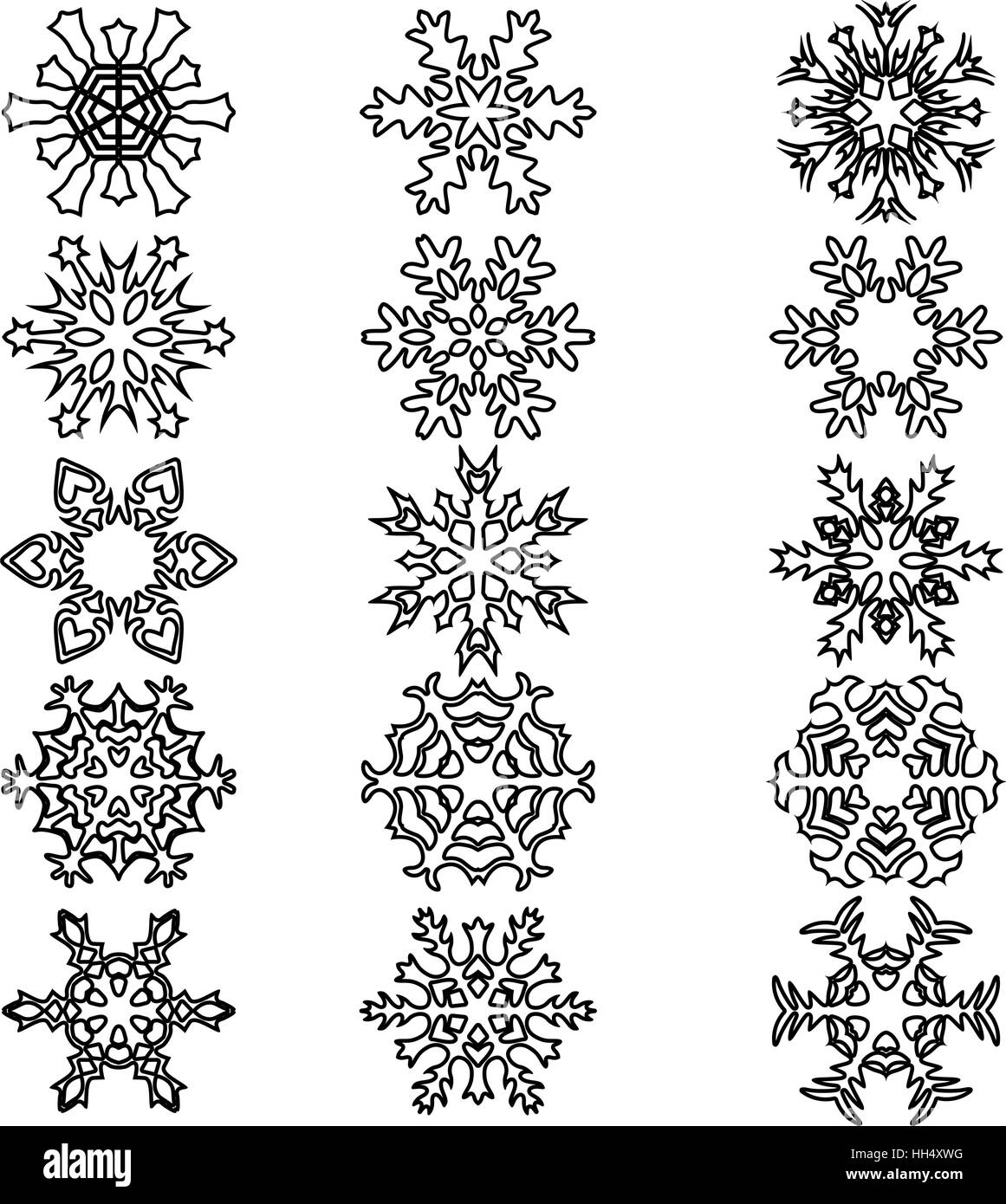 Set snowflakes icons on white background, vector illustration Stock ...