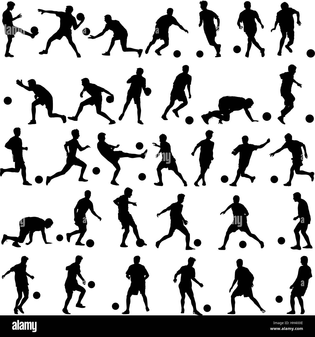 silhouettes of soccer players with the ball. Vector illustration Stock ...