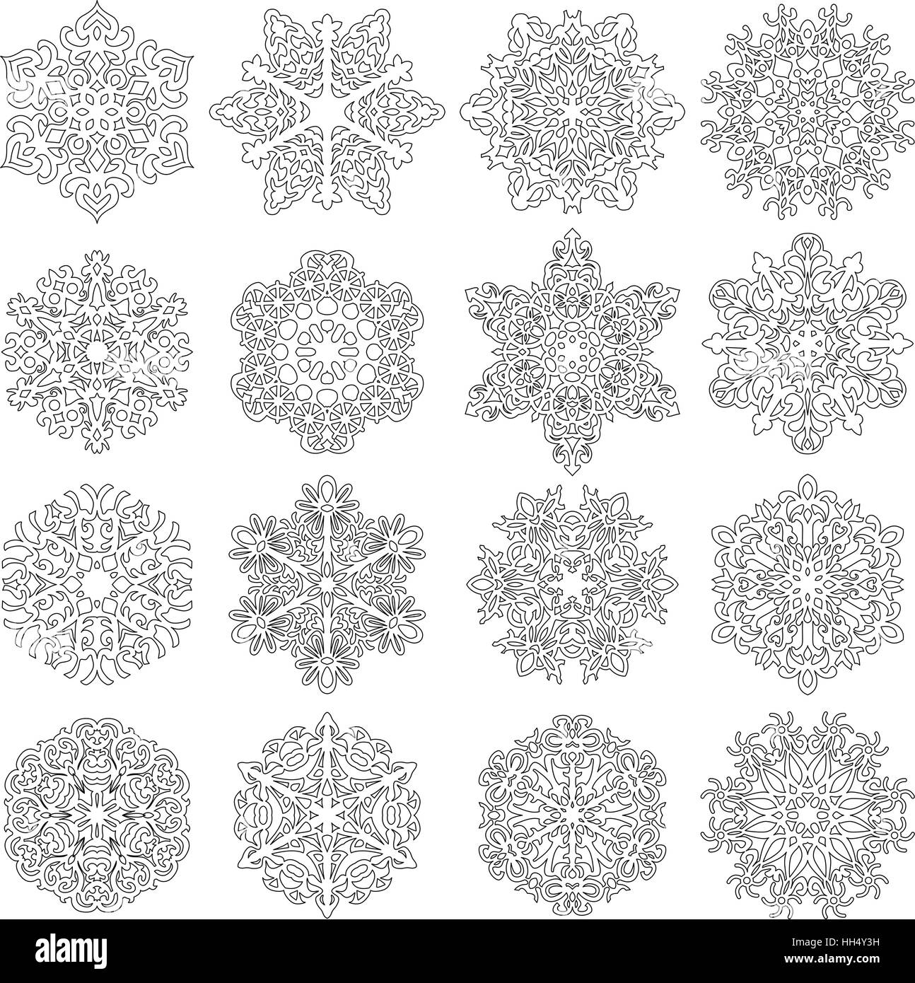 Set snowflakes icons on white background, vector illustration Stock ...