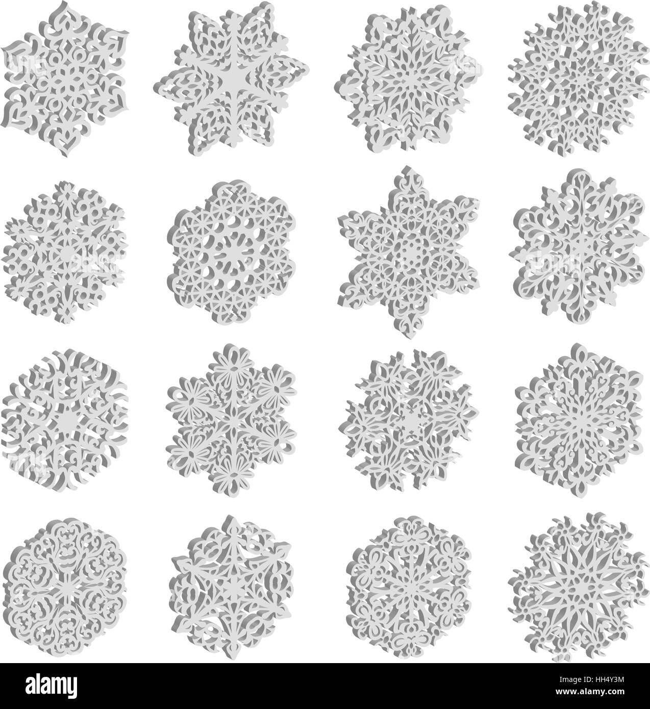 Set snowflakes icons on white background, vector illustration Stock ...