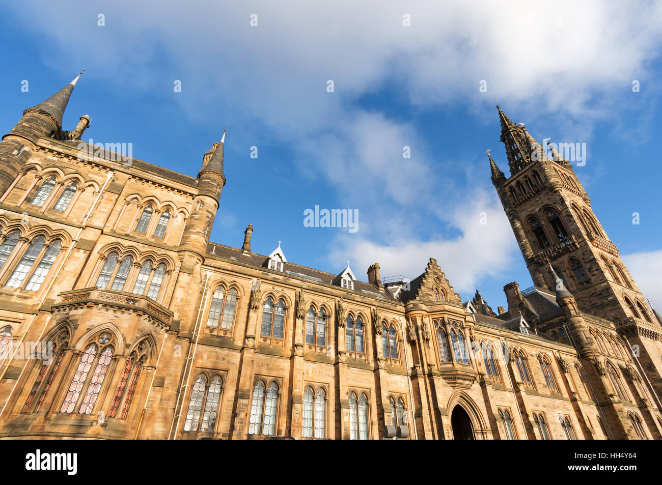 The Gilbert Scott building of Glasgow University at Gilmorehill, Scotland, UK Stock Photo