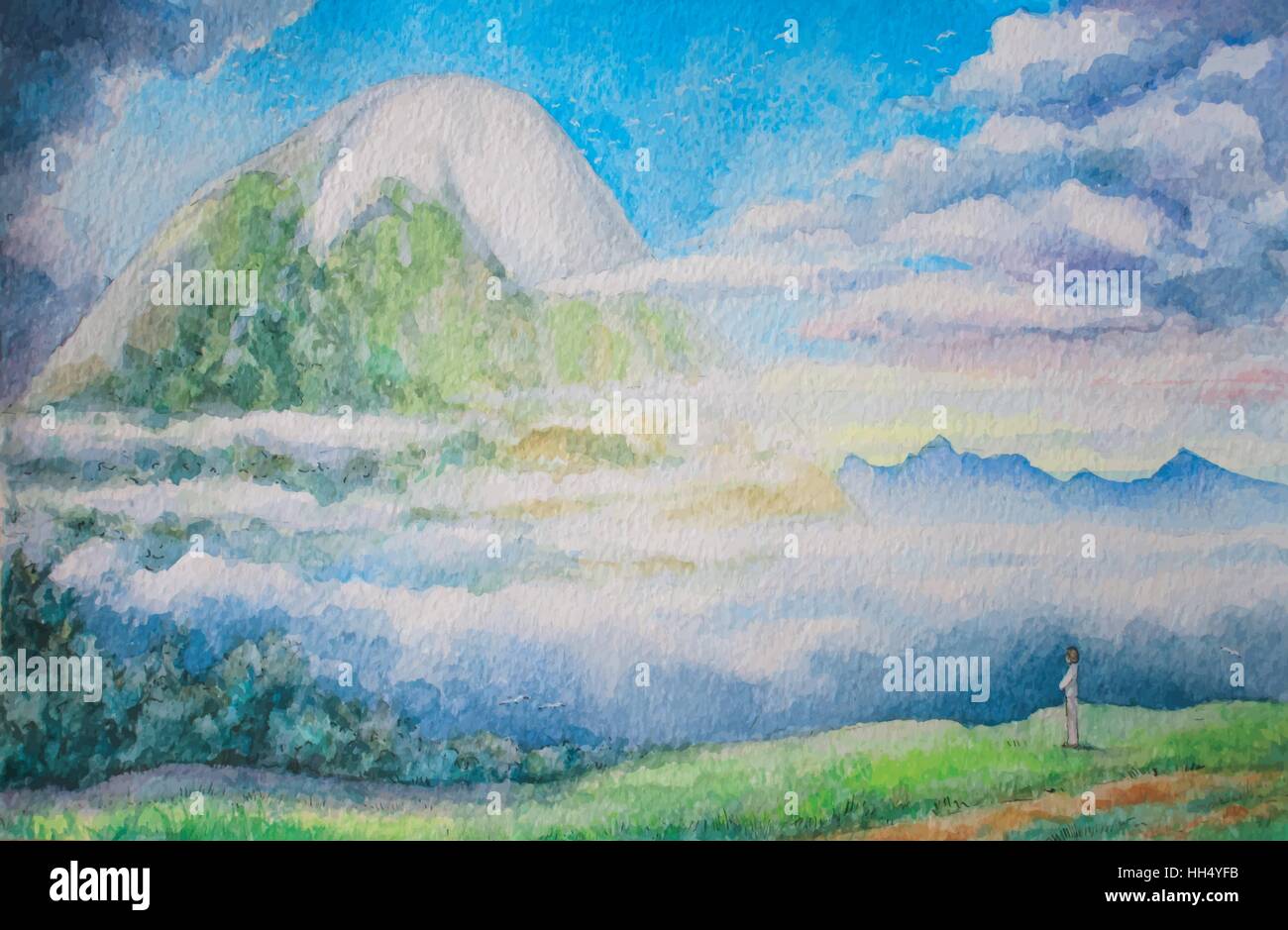 Mountains Rural Drawing Rural landscape with mountains Stock Vector Image & Art - Alamy