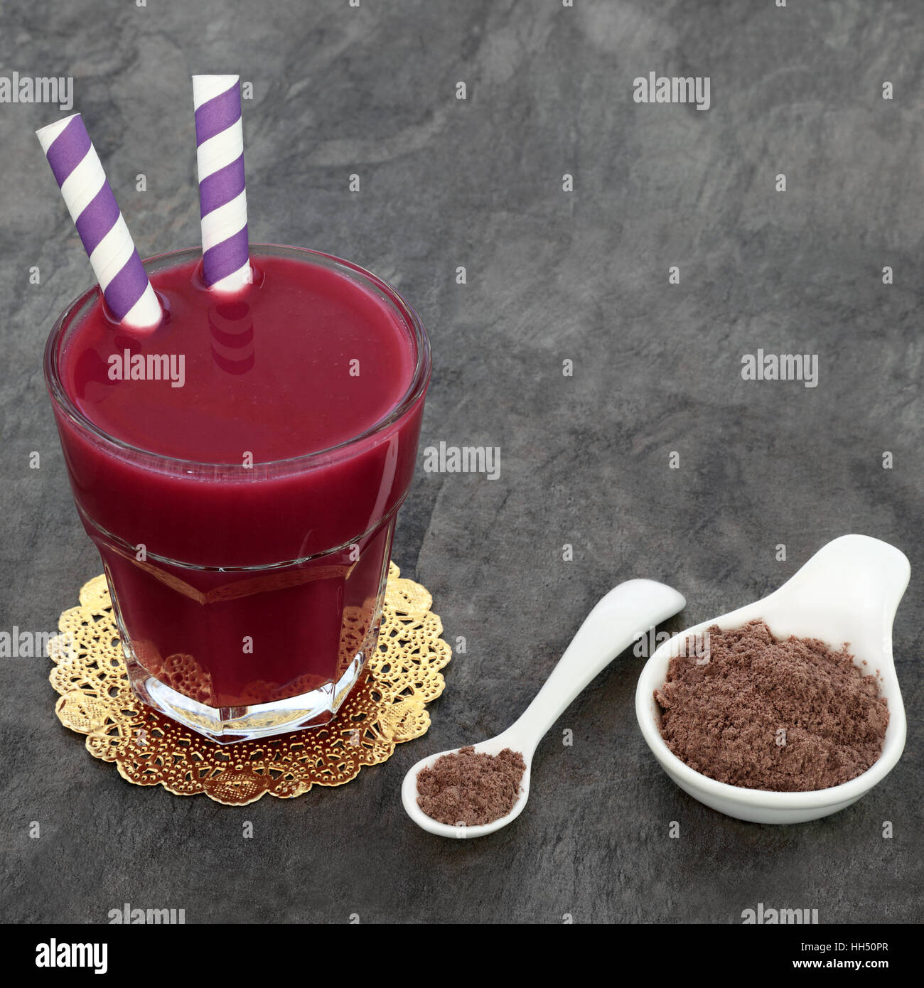 Acai berry health fruit drink with supplement powder Stock Photo Alamy