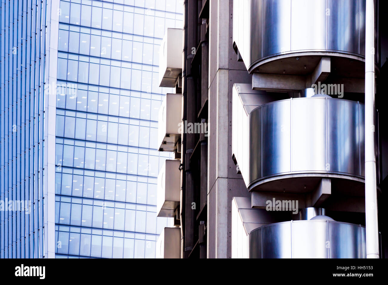 UK, London, City architectural detail Lloyds Stock Photo