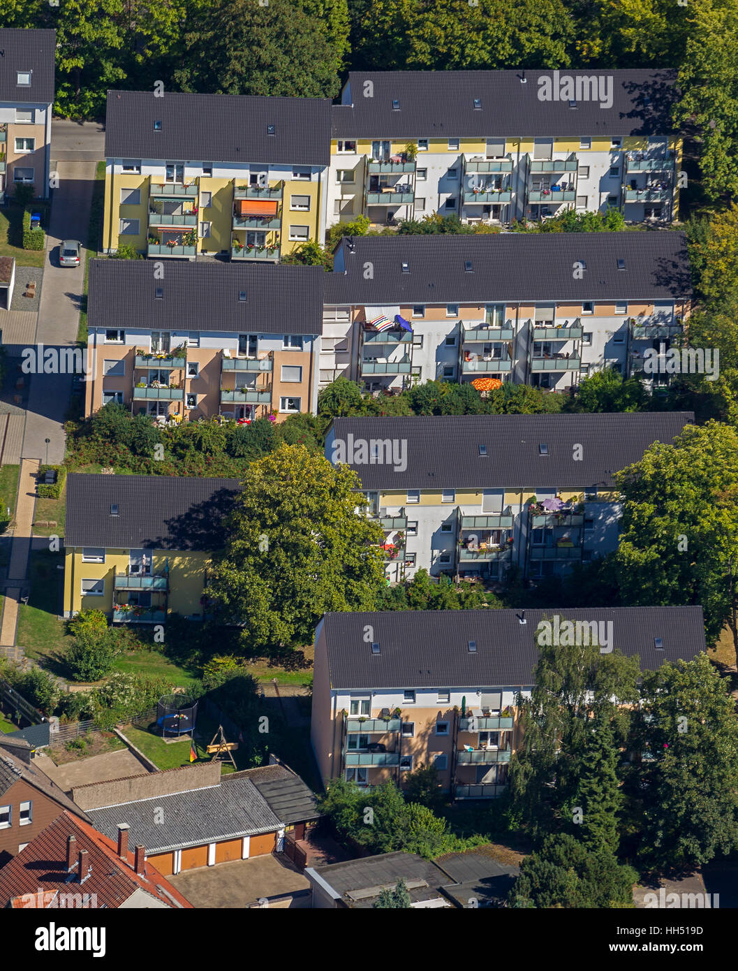 Apartment blocks with balconies Heimstraße Leithe, Bochum, Wattenscheid