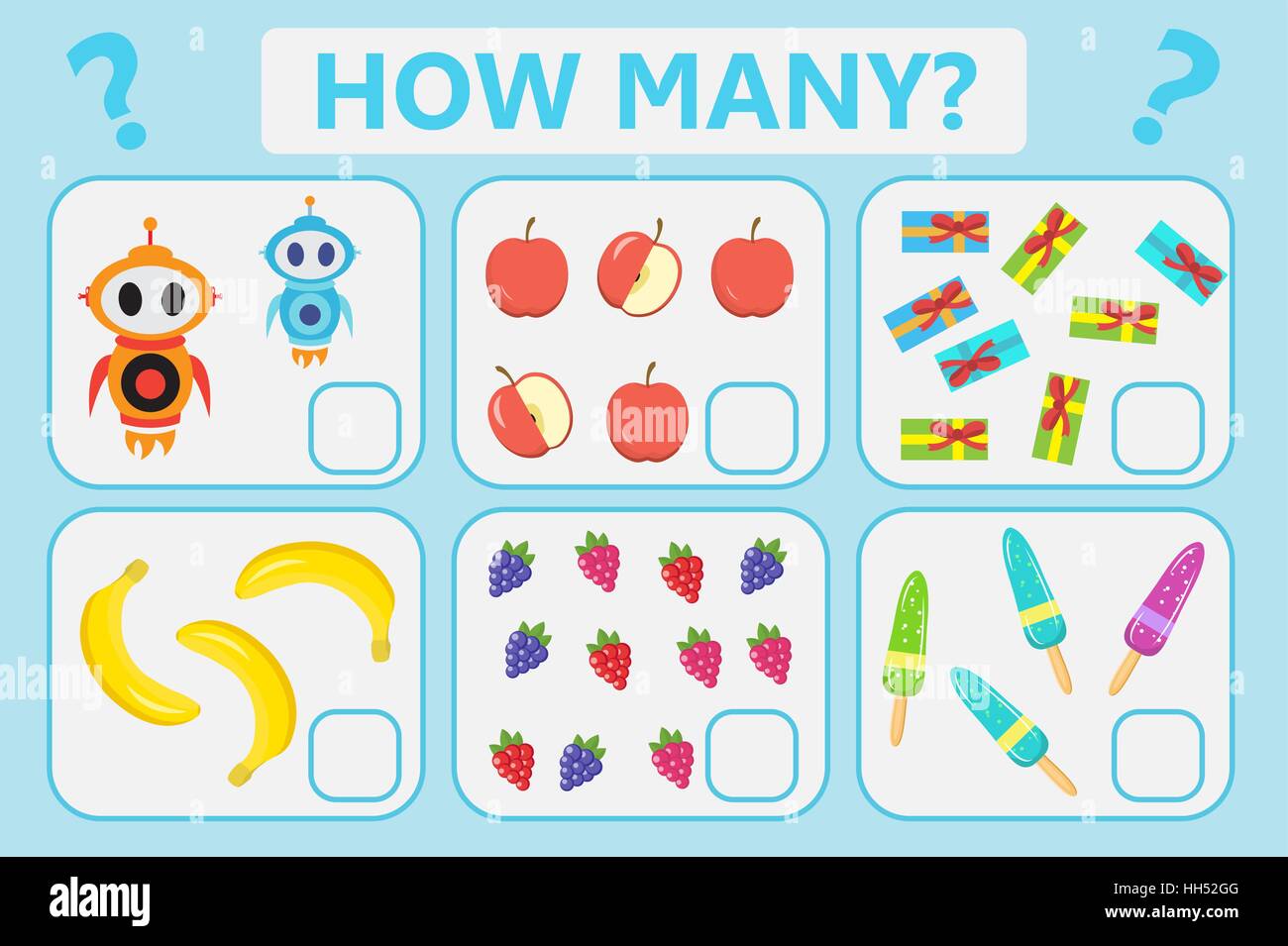 Childrens educational logic game. Mathematical task. How many. Vector ...
