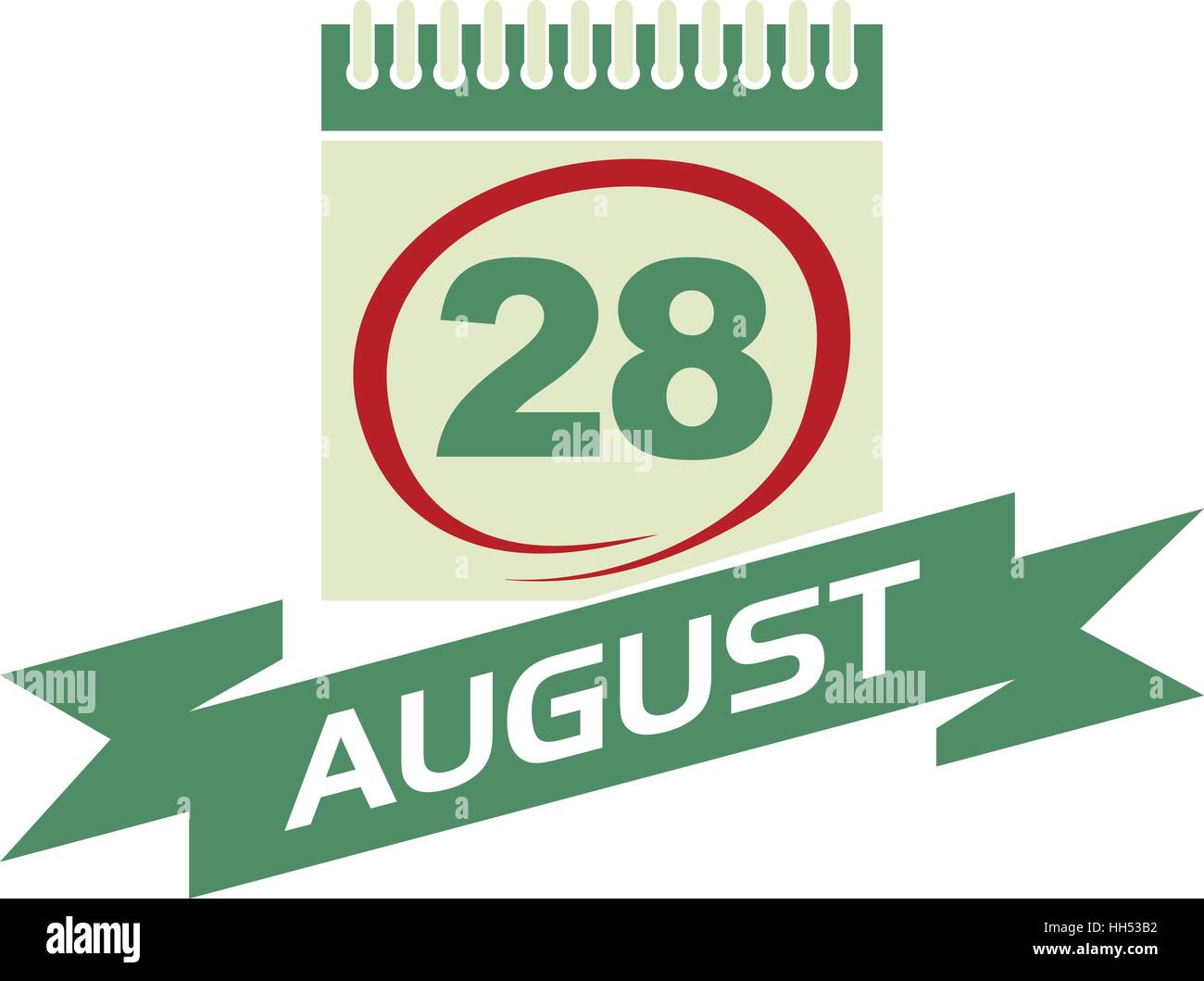 28 August Calendar with Ribbon Stock Vector Image & Art Alamy