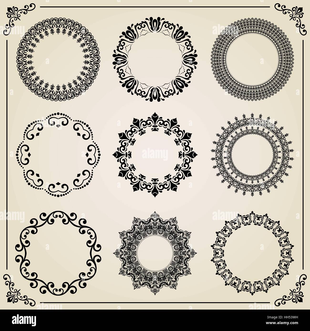 Vintage Set of Round Elements Stock Vector Image & Art - Alamy