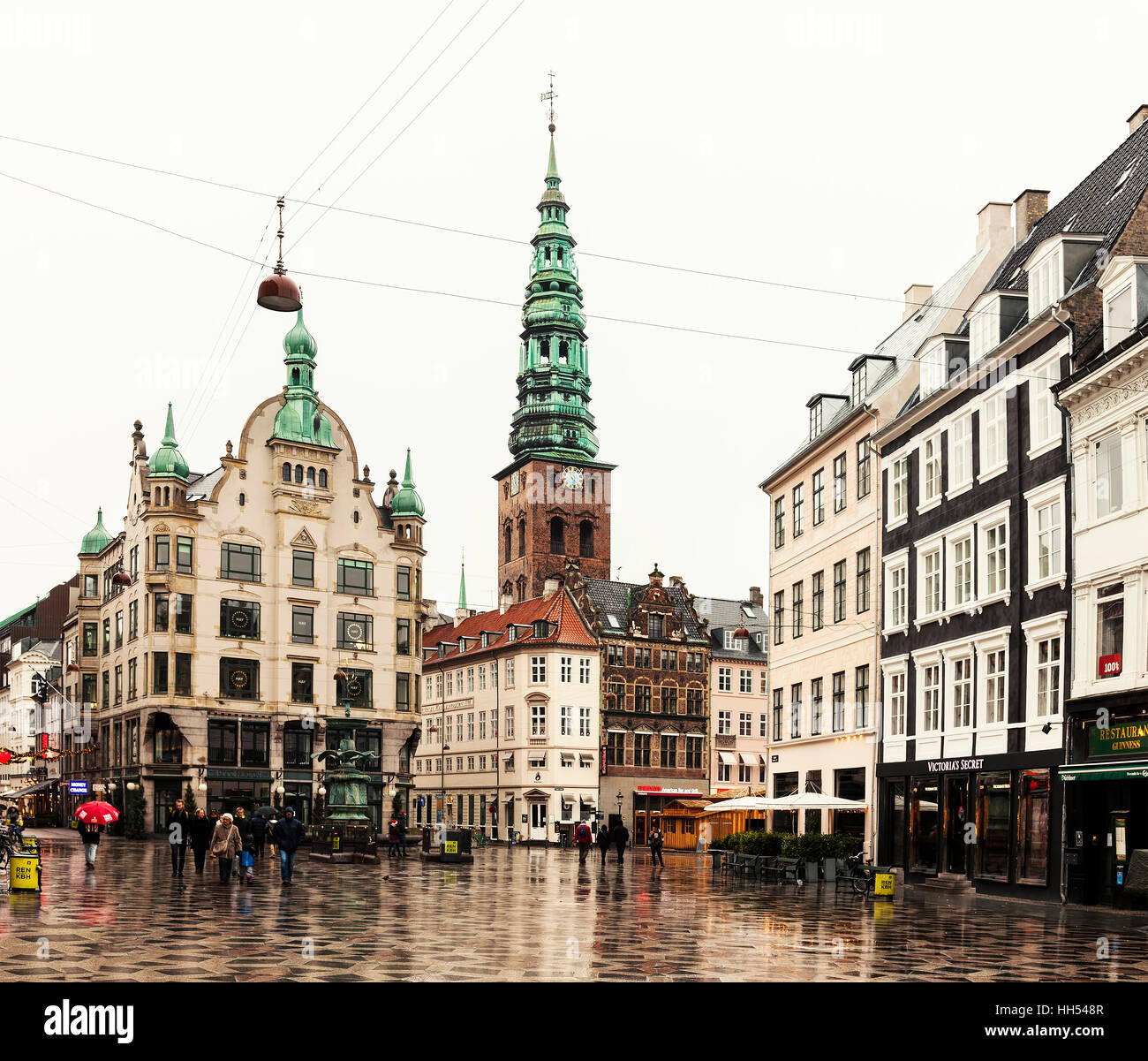 People strolling on the shopping street of Stroget. Copenhagen, Denmark. Stock Photo