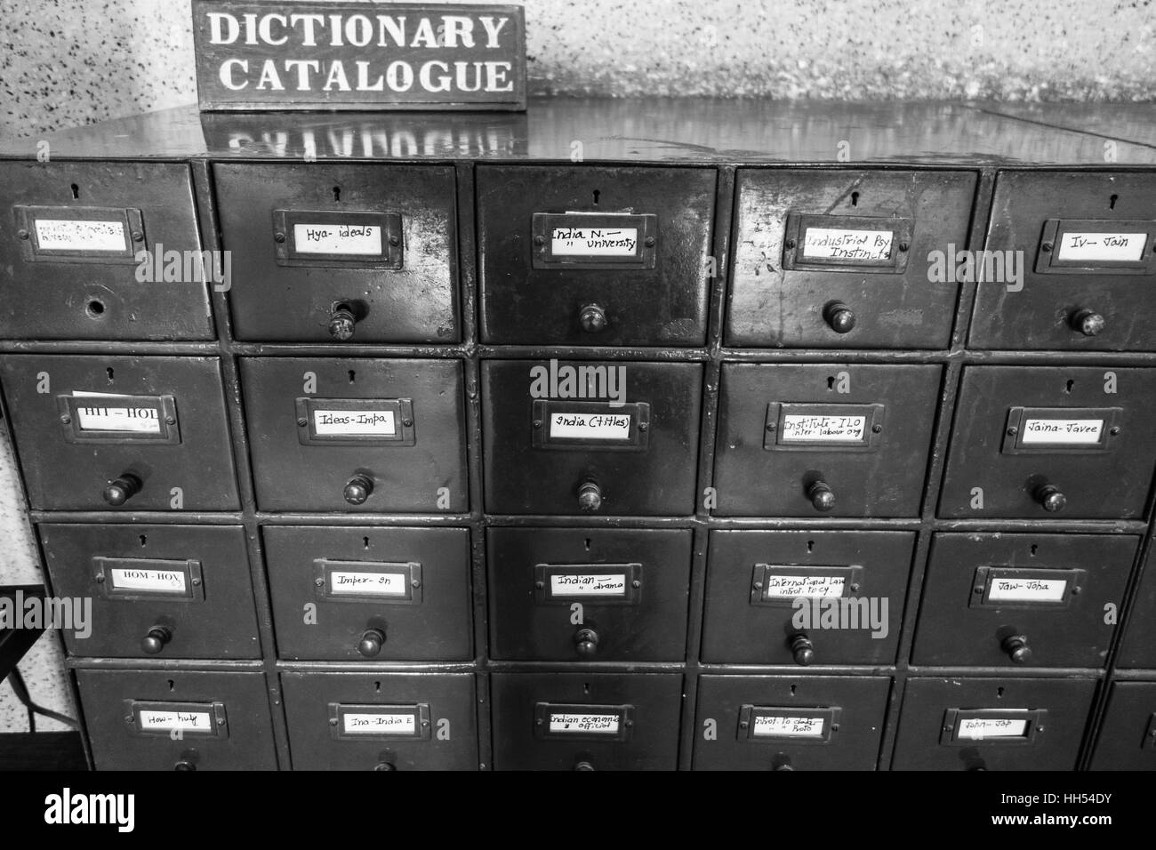Closeup of Library card catalogue in Monochrome Stock Photo Alamy