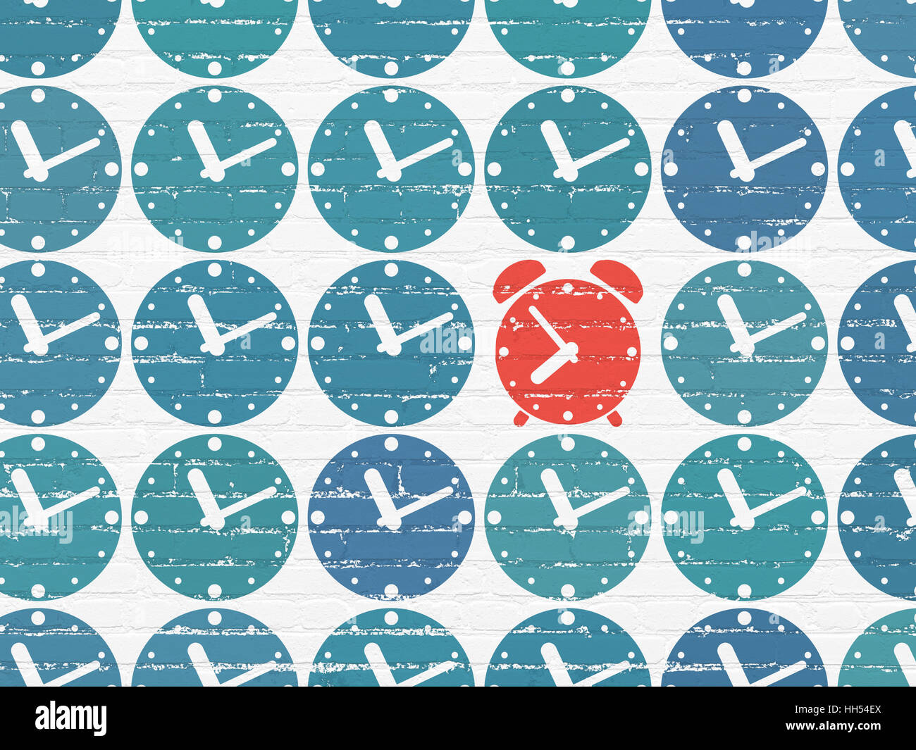 Timeline concept alarm clock icon on wall background Stock Photo Alamy