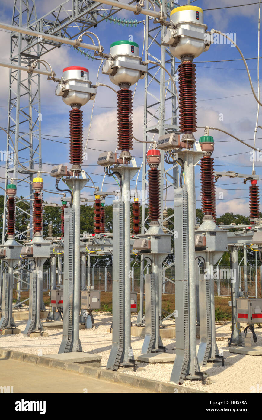 High voltage switchyard in modern electrical substation Stock Photo Alamy