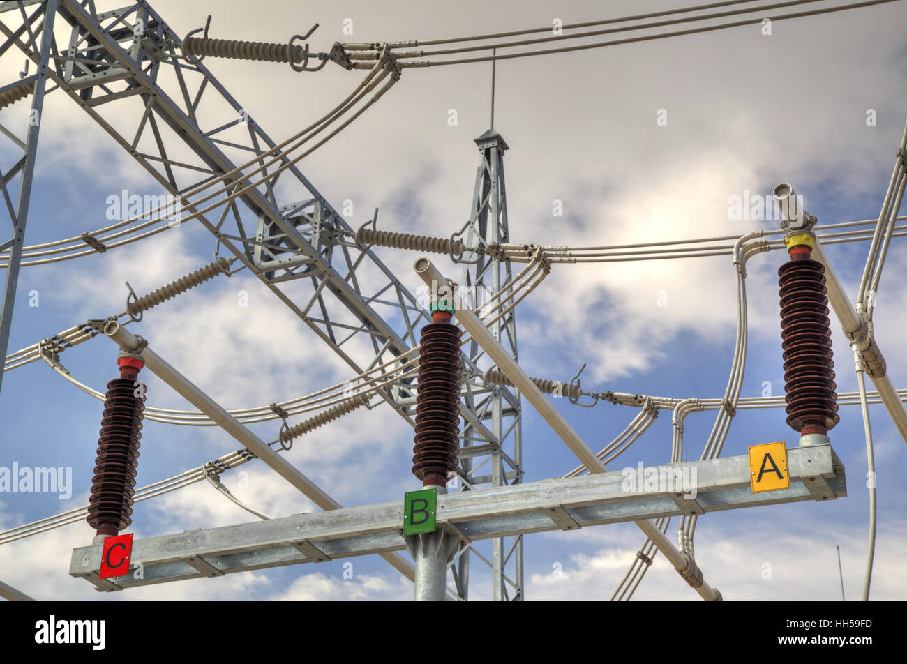 High voltage switchyard in modern electrical substation Stock Photo Alamy