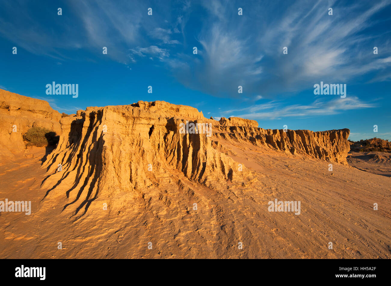 Eroded sand formations at The Walls of China in Mungo National Park. Stock Photo