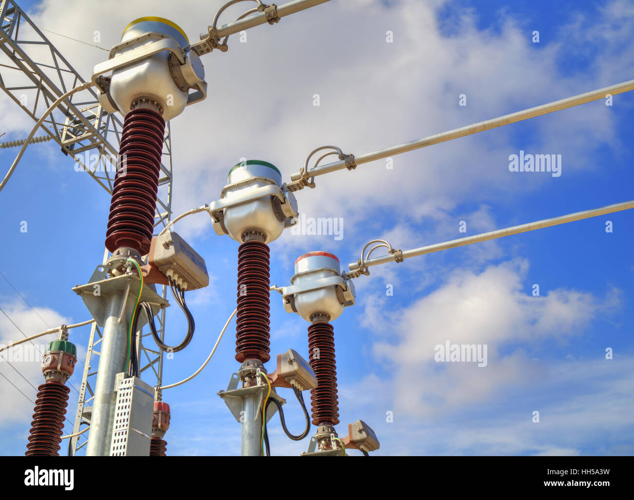 High voltage switchyard in modern electrical substation Stock Photo Alamy