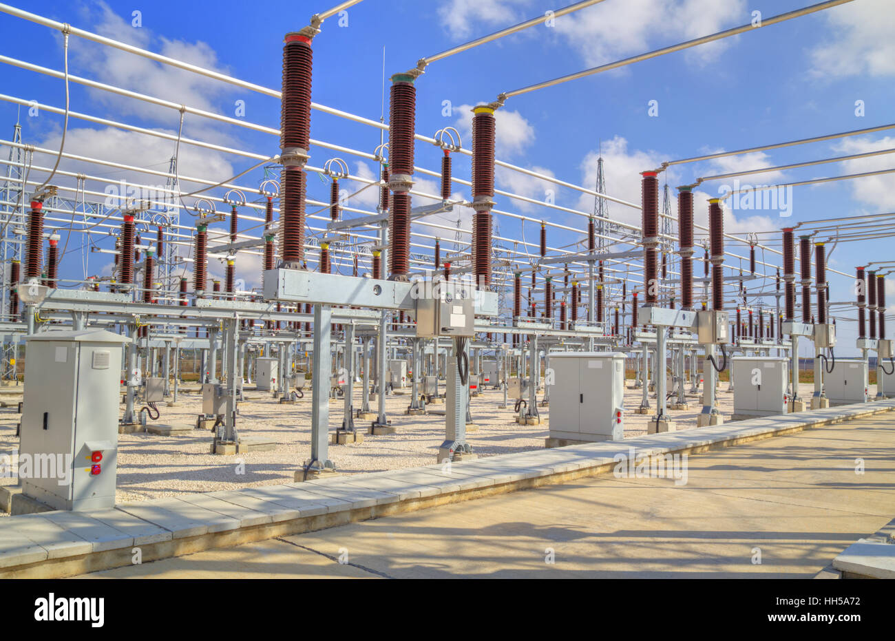 High voltage switchyard in modern electrical substation Stock Photo Alamy
