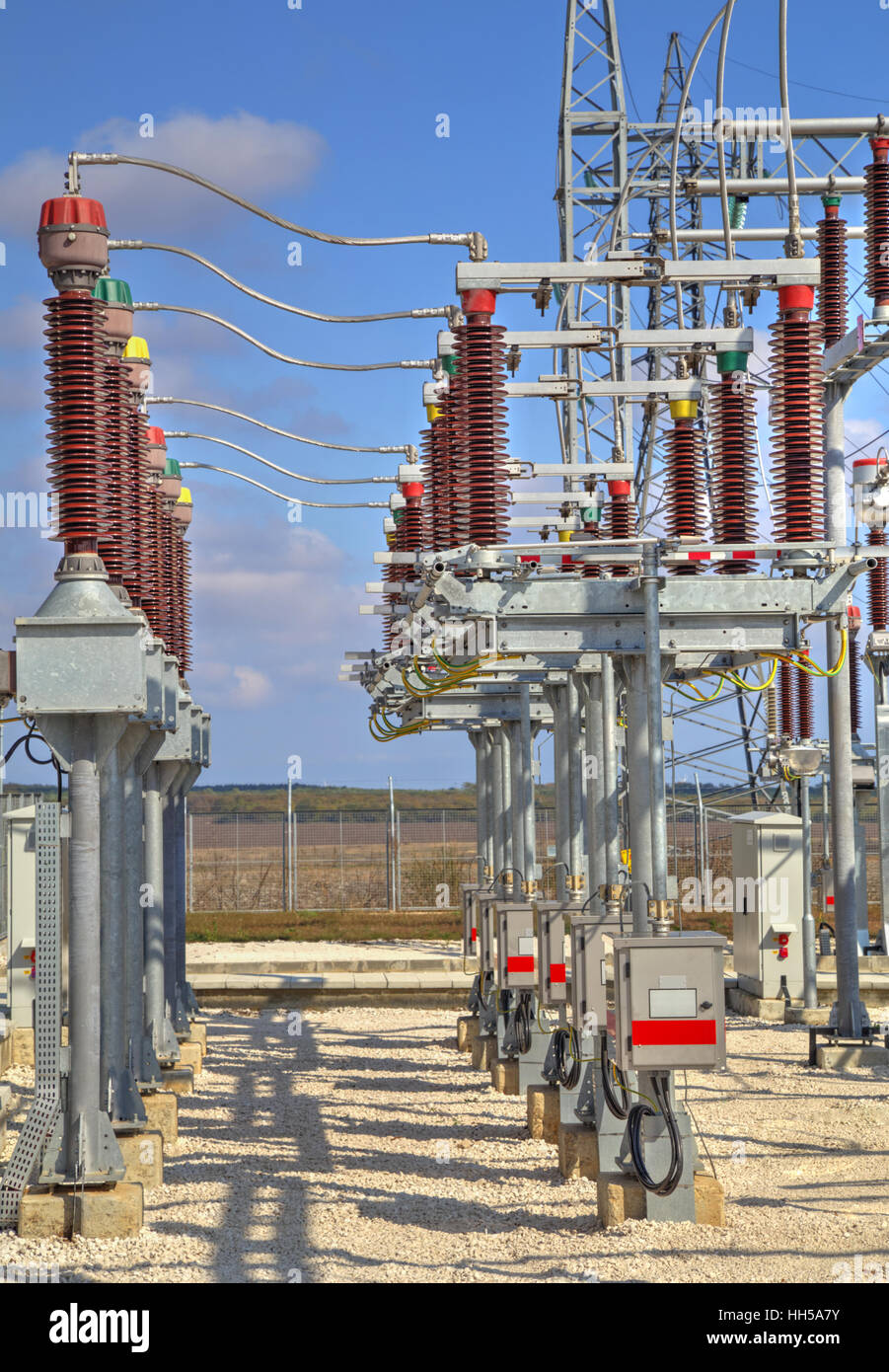 High voltage switchyard in modern electrical substation Stock Photo Alamy