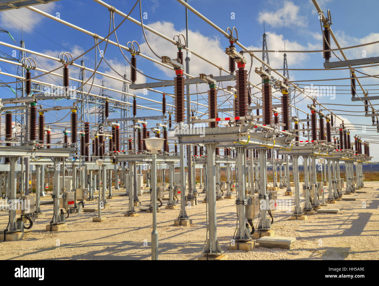 High voltage switchyard in modern electrical substation Stock Photo Alamy