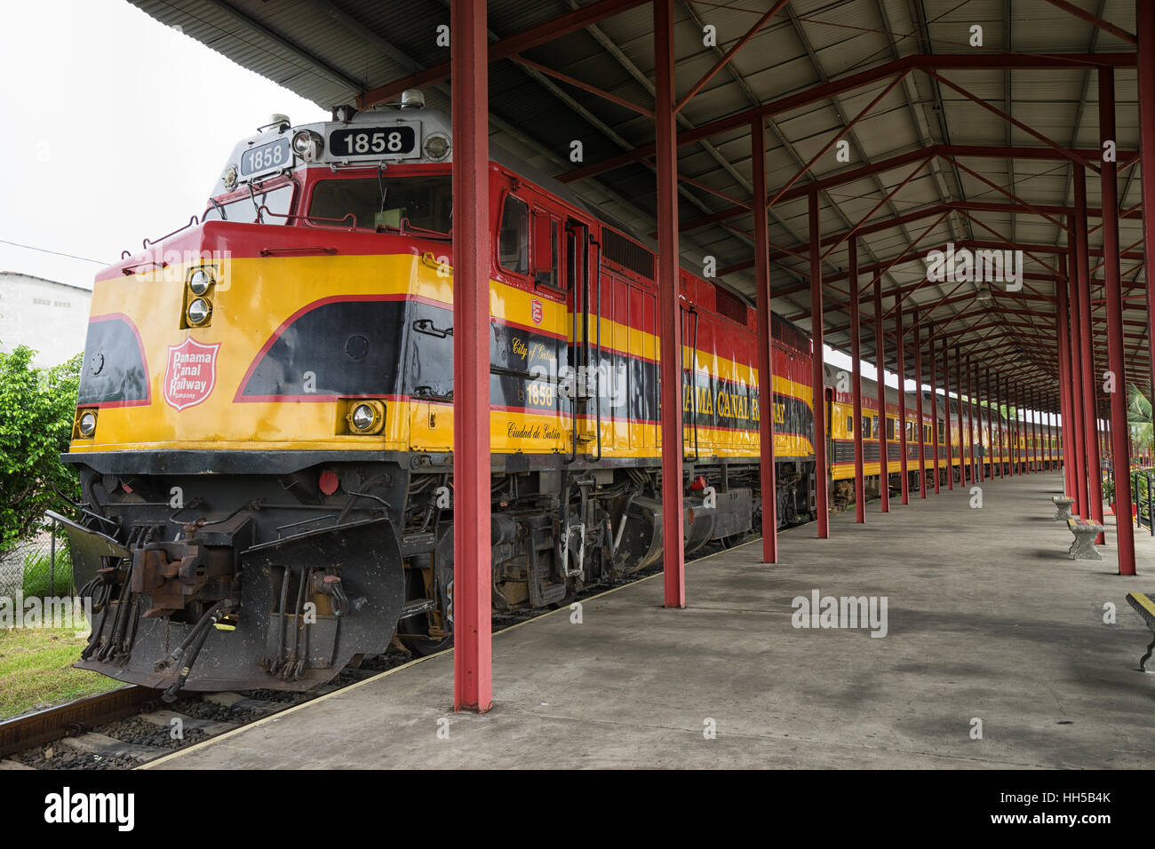 June 28, 2016 Colon, Panama: the Panama rail train is connecting Panama City and Colon rolling once a day in each direction Stock Photo