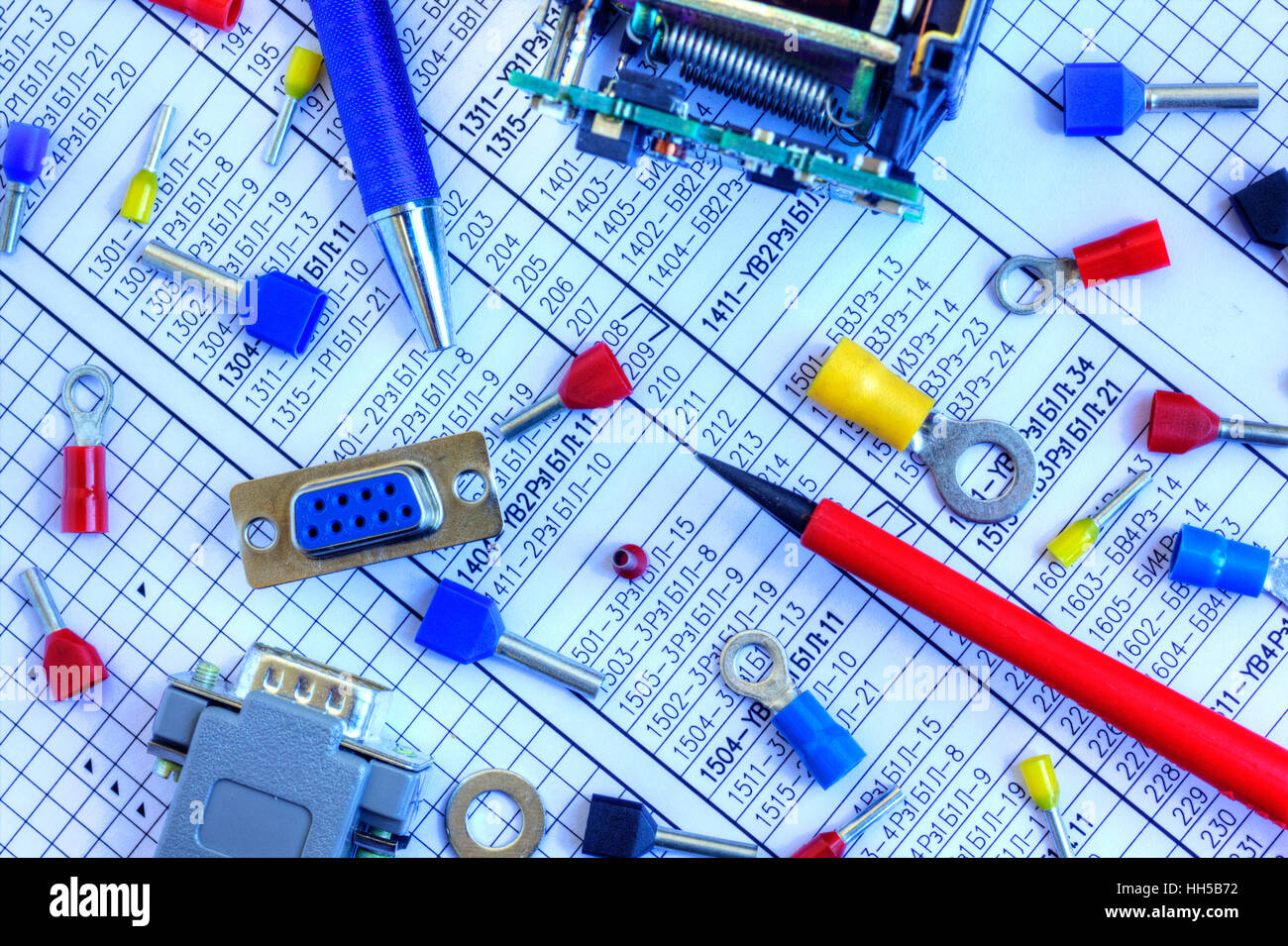 Electrical components closeup Stock Photo