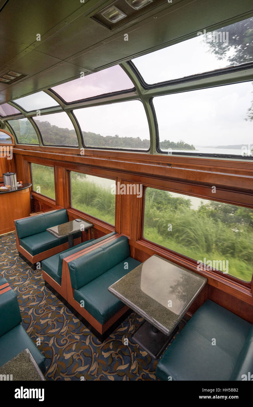 June 28, 2016 Colon, Panama: the interior of Panama Railway train a popular commuting between the capital city and Colon for port workers as well as t Stock Photo