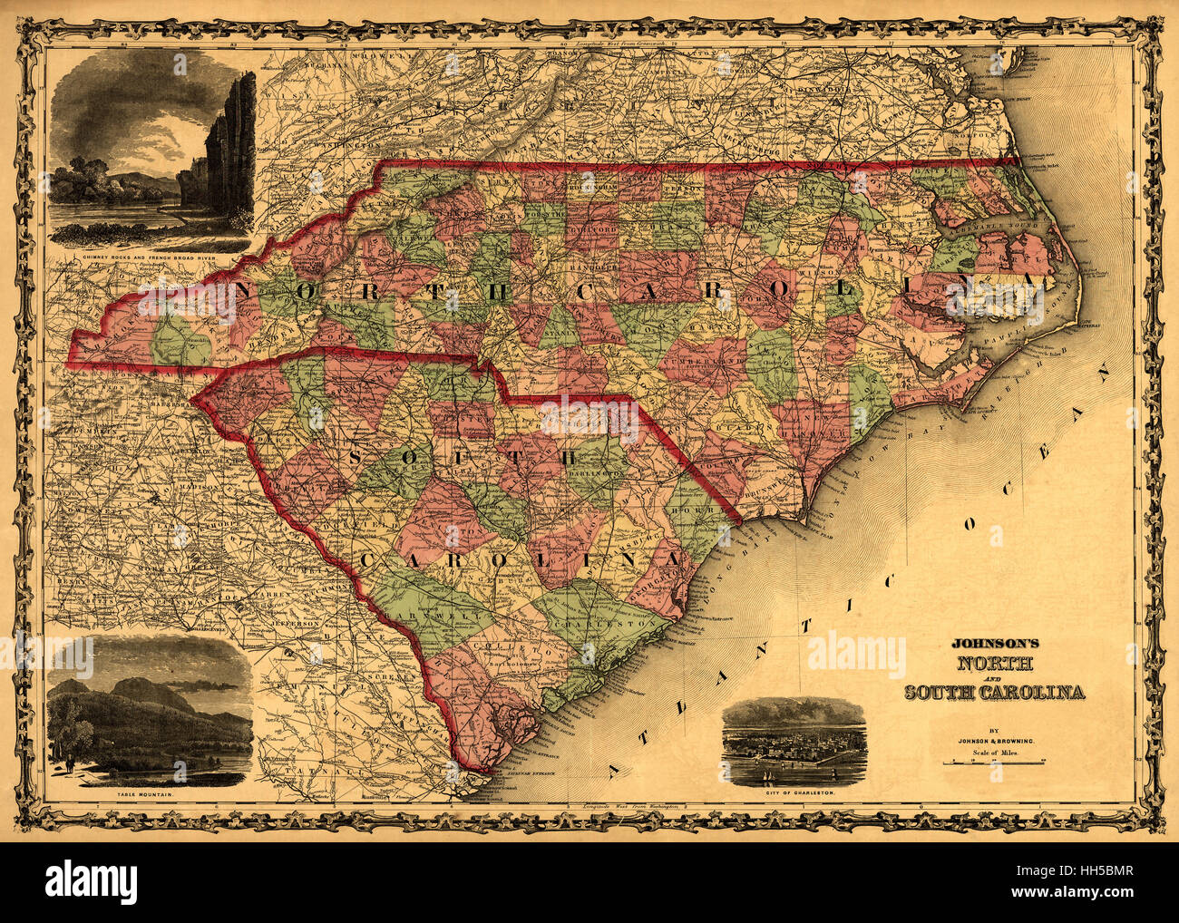 Map Of North Carolina 1861 Stock - Map Of North Carolina 1861 HH5BMR