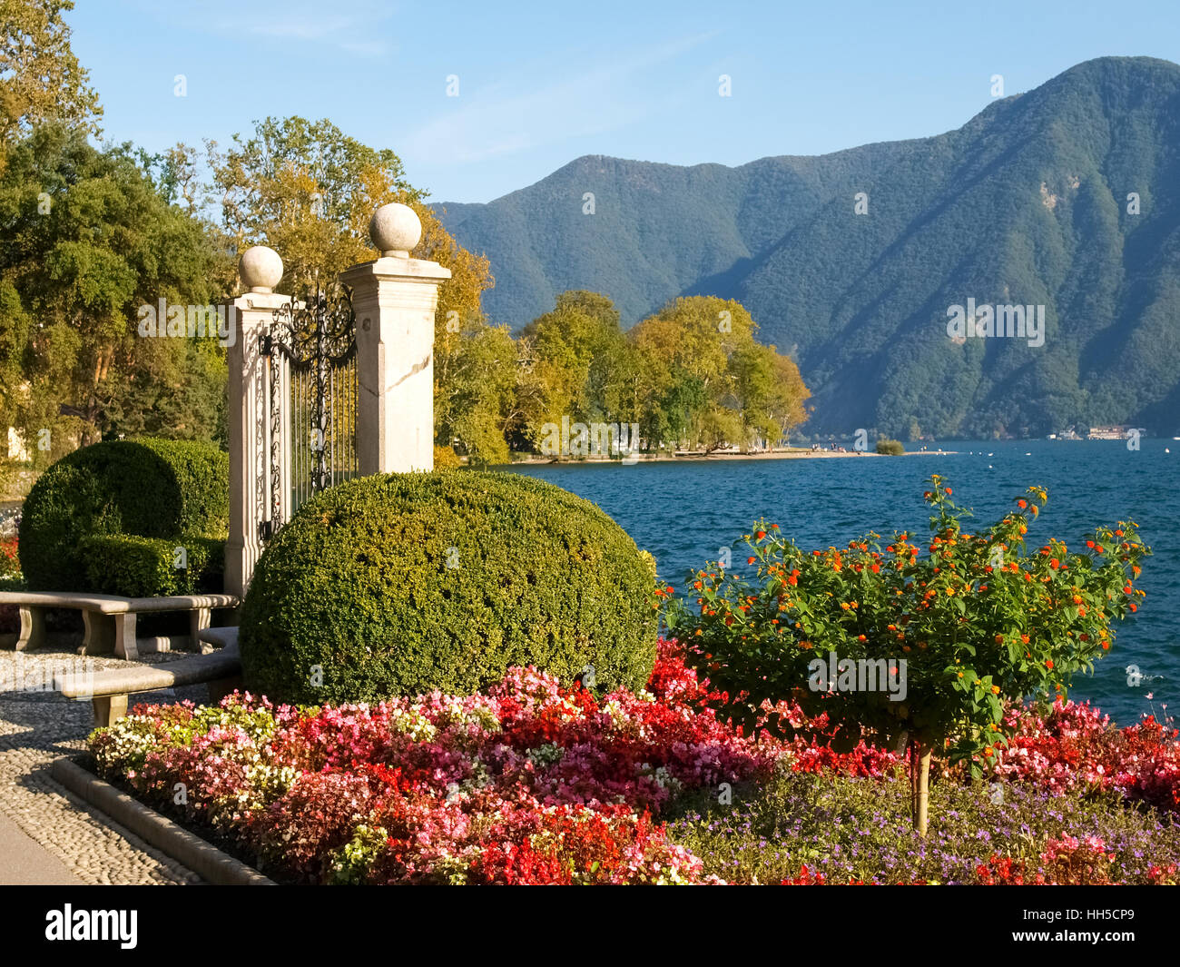 Lugano, Switzerland Park of the City. Picture from the botanical park by the lake and