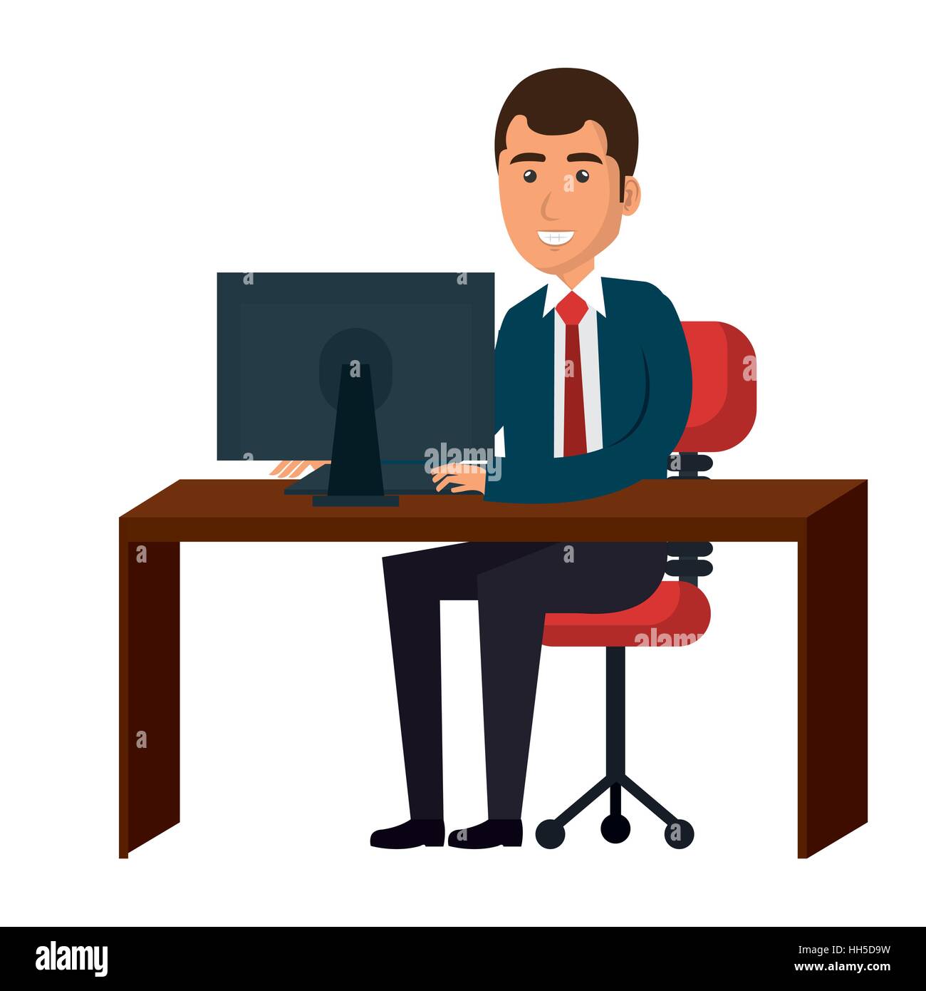 businessman working in computer vector illustration design Stock Vector ...