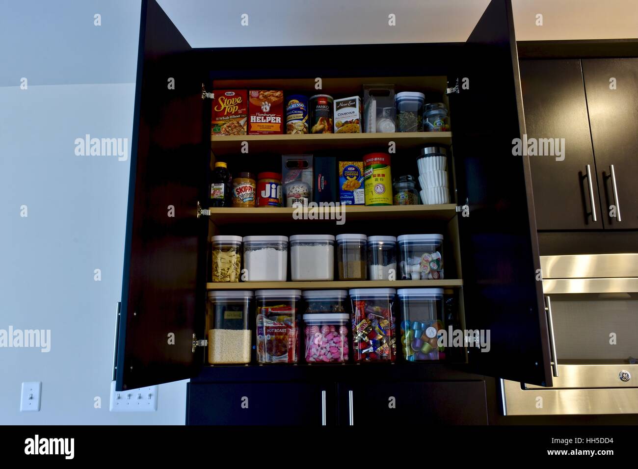 Picture of Pantry organization in a modern kitchen Stock Photo - Alamy