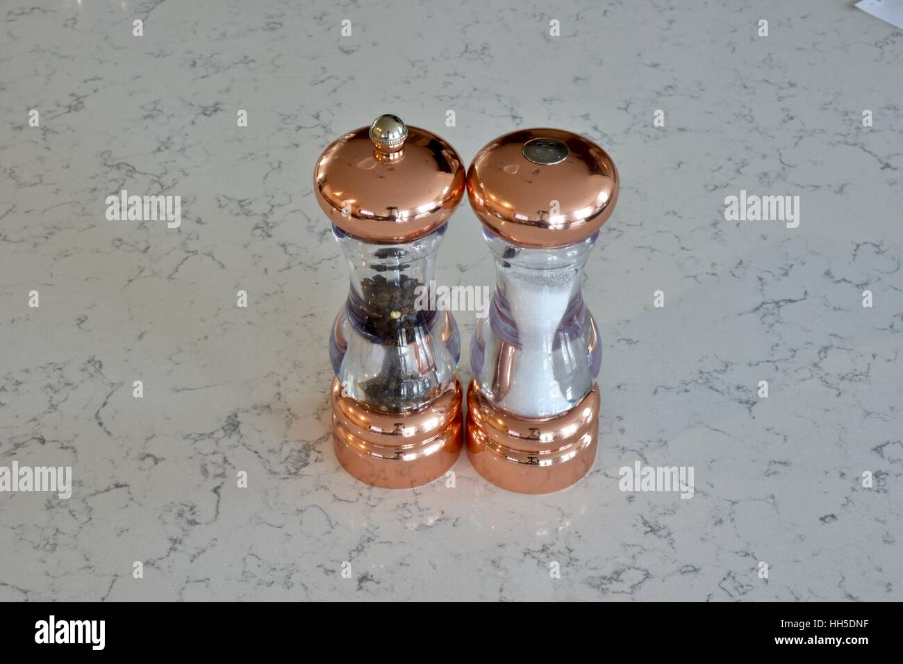 Copper salt and pepper shakers Stock Photo Alamy