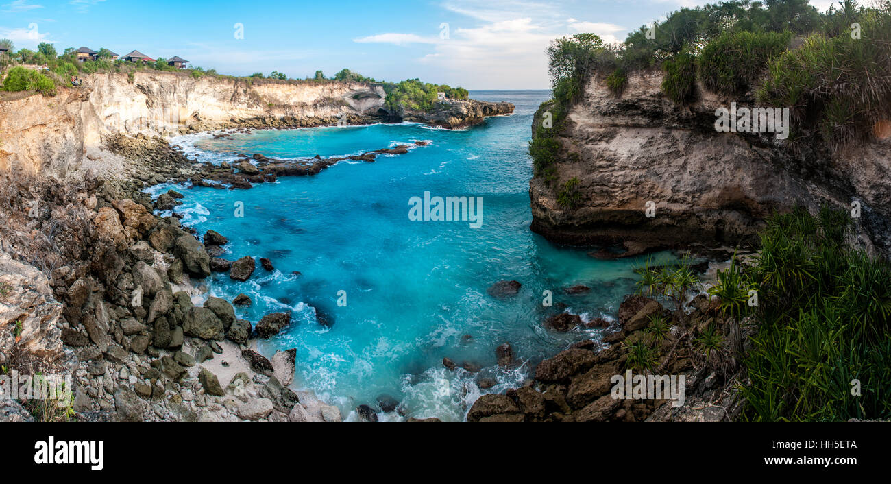 panoramic view of Blue lagoon, Nusa Ceningan, Bali, Indonesia Stock Photo