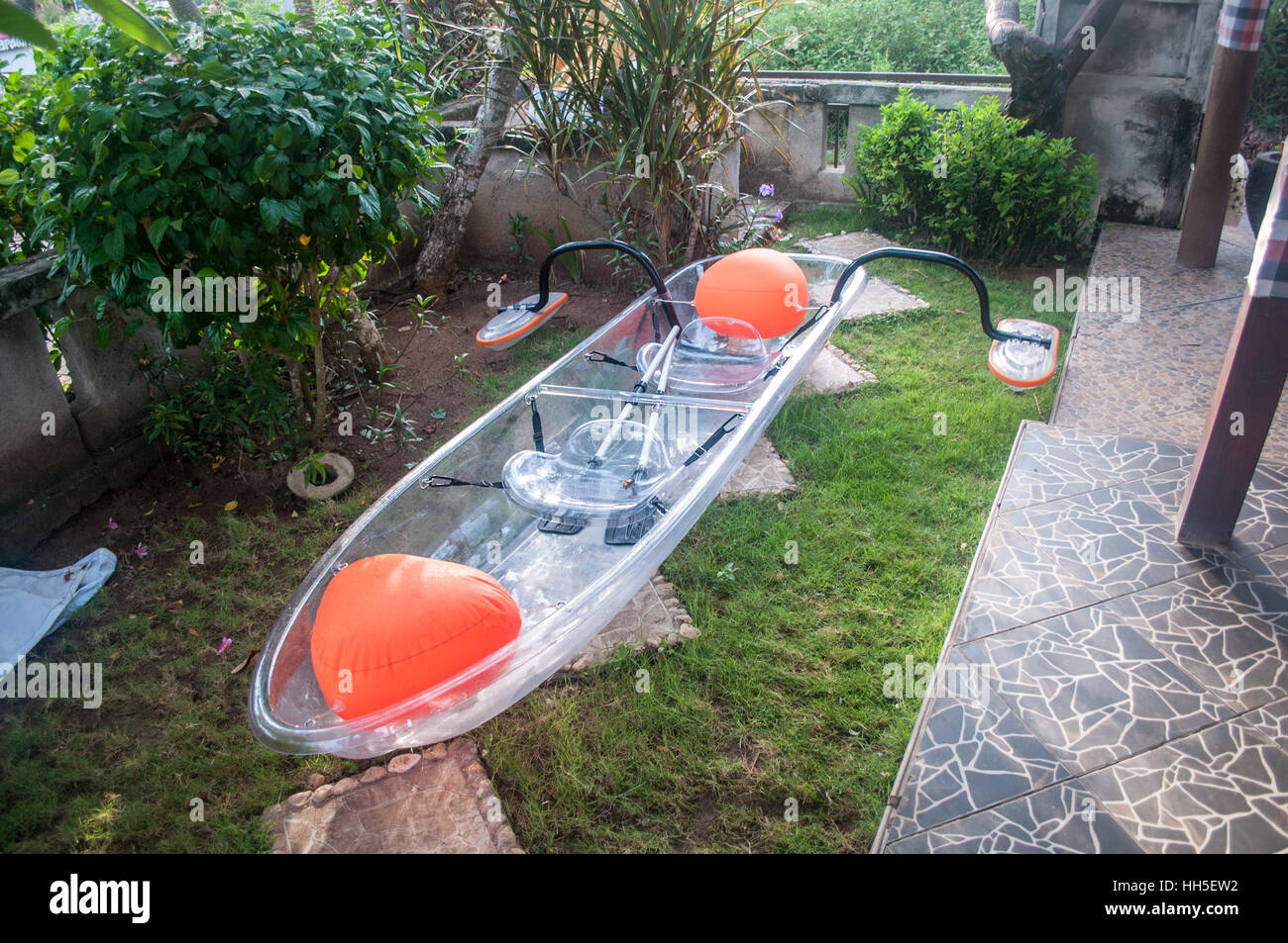 Transparent kayak, Mushroom Beach, Lembongan, Bali, Indonesia Stock Photo