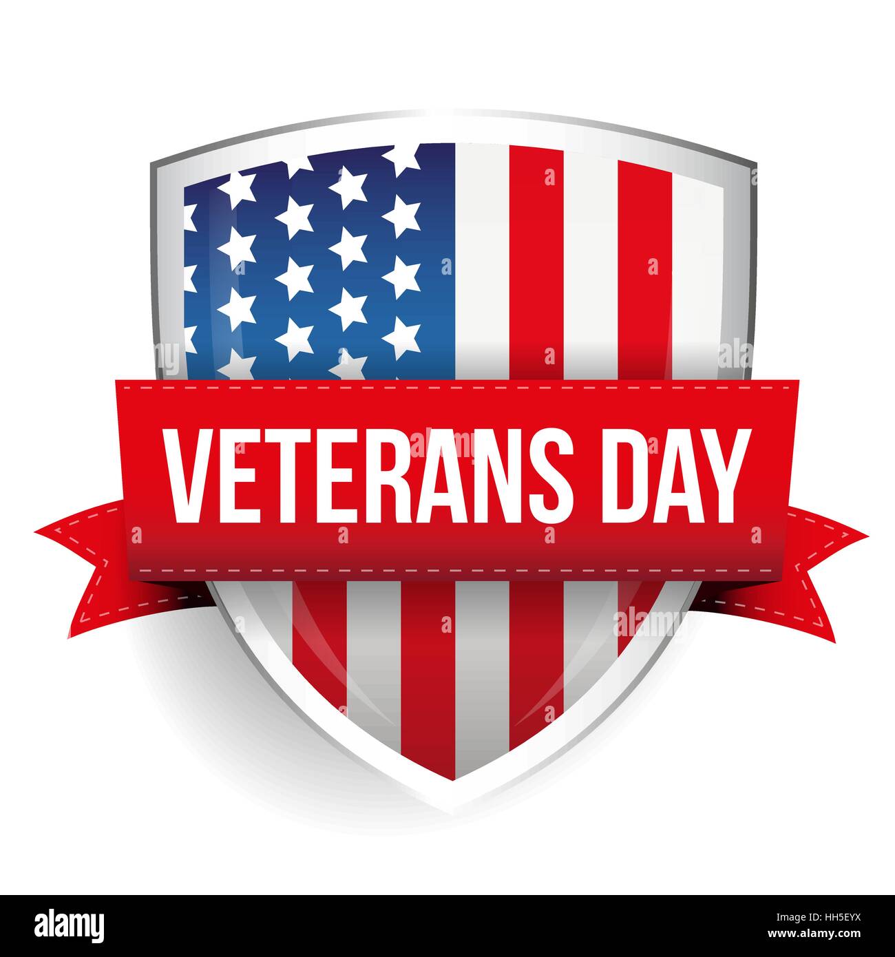 Veterans Day on USA flag shield Stock Vector