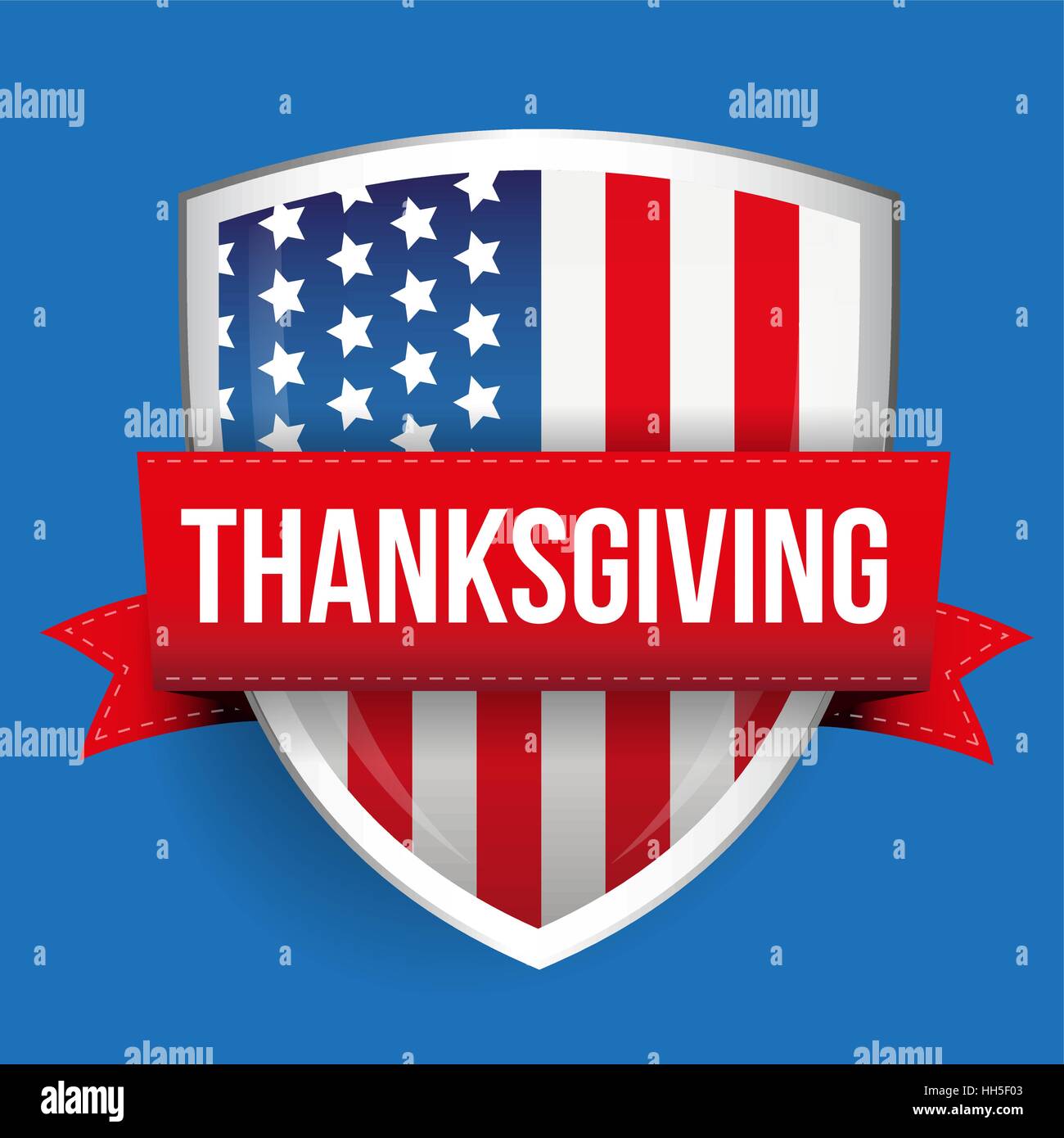 Thanksgiving on USA flag shield Stock Vector