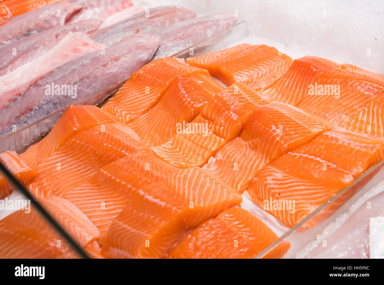 Close-up of salmon fillet Stock Photo