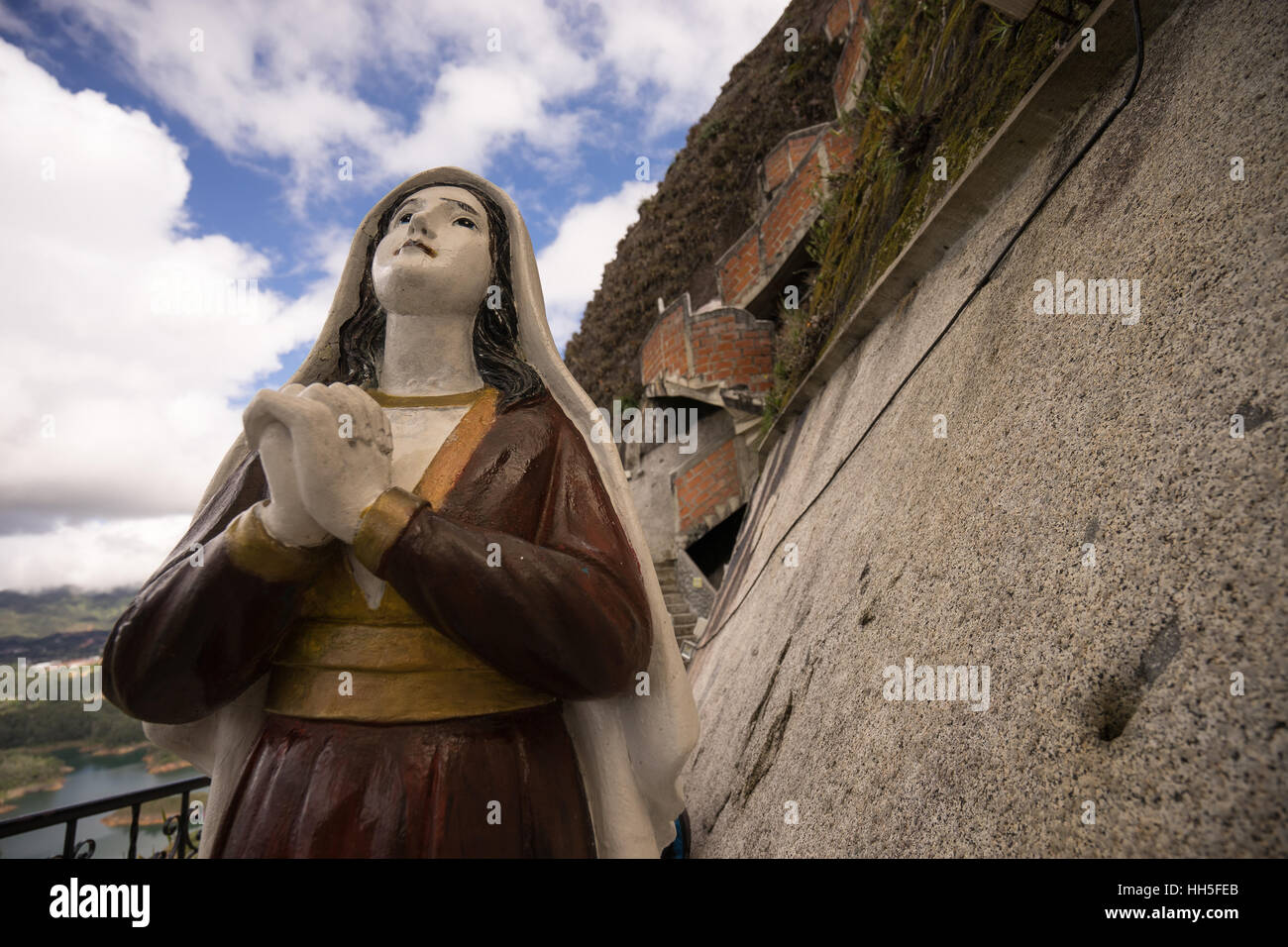 The Virgin statue at Penon the Guatape Colombia Stock Photo