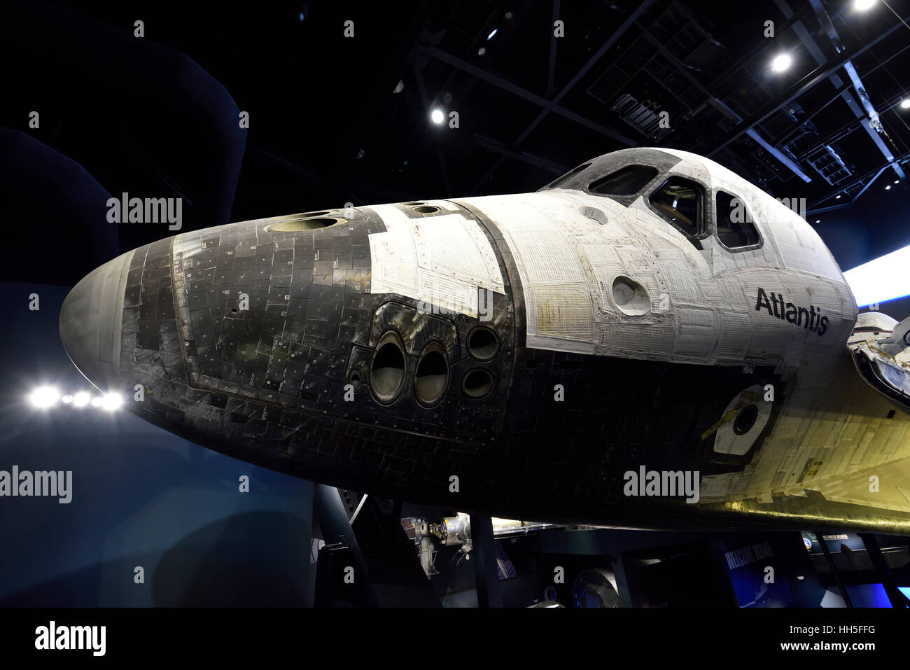 Space shuttle Atlantis on display at the Kennedy Space Center in Florida Stock Photo